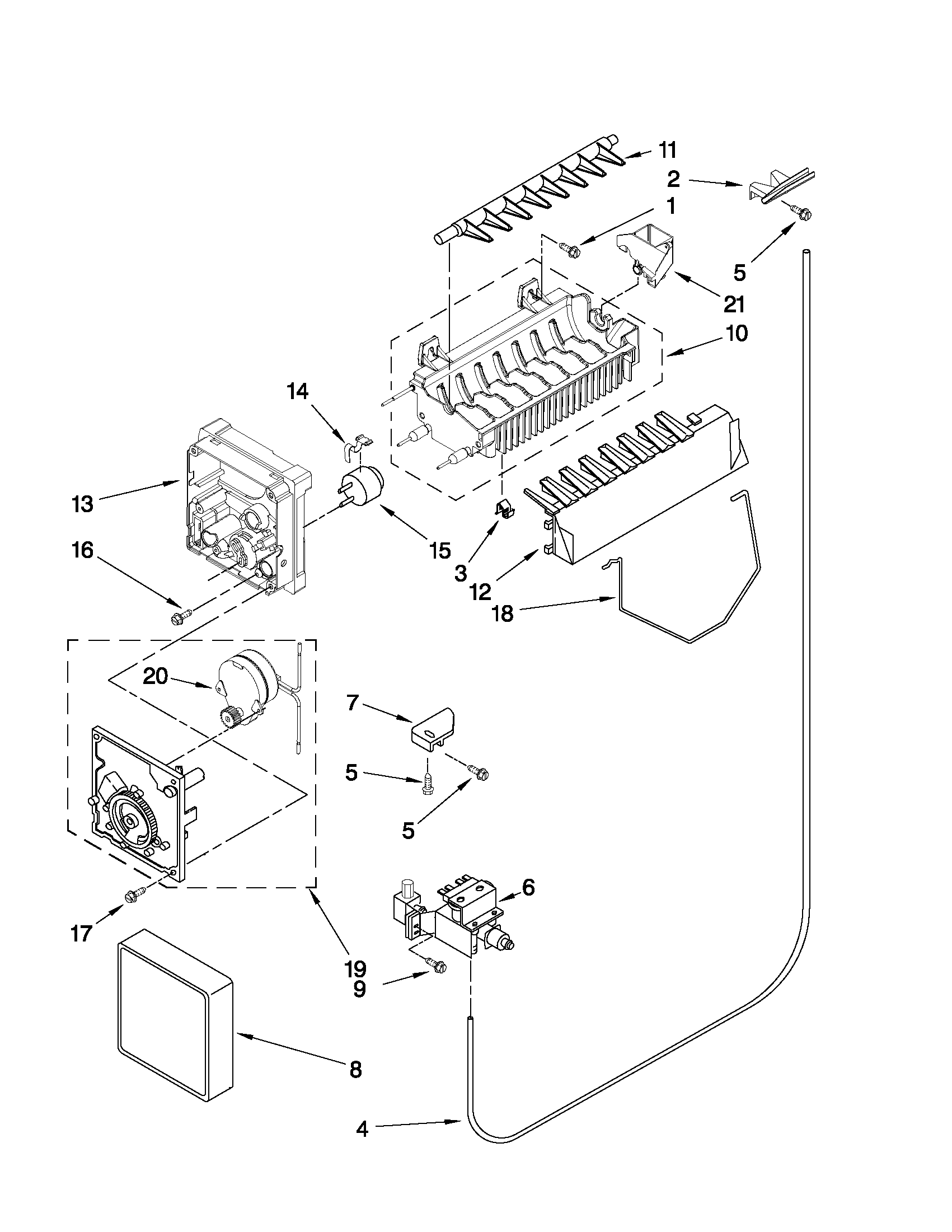 Whirlpool ED5KVEXVB04 icemaker parts diagram