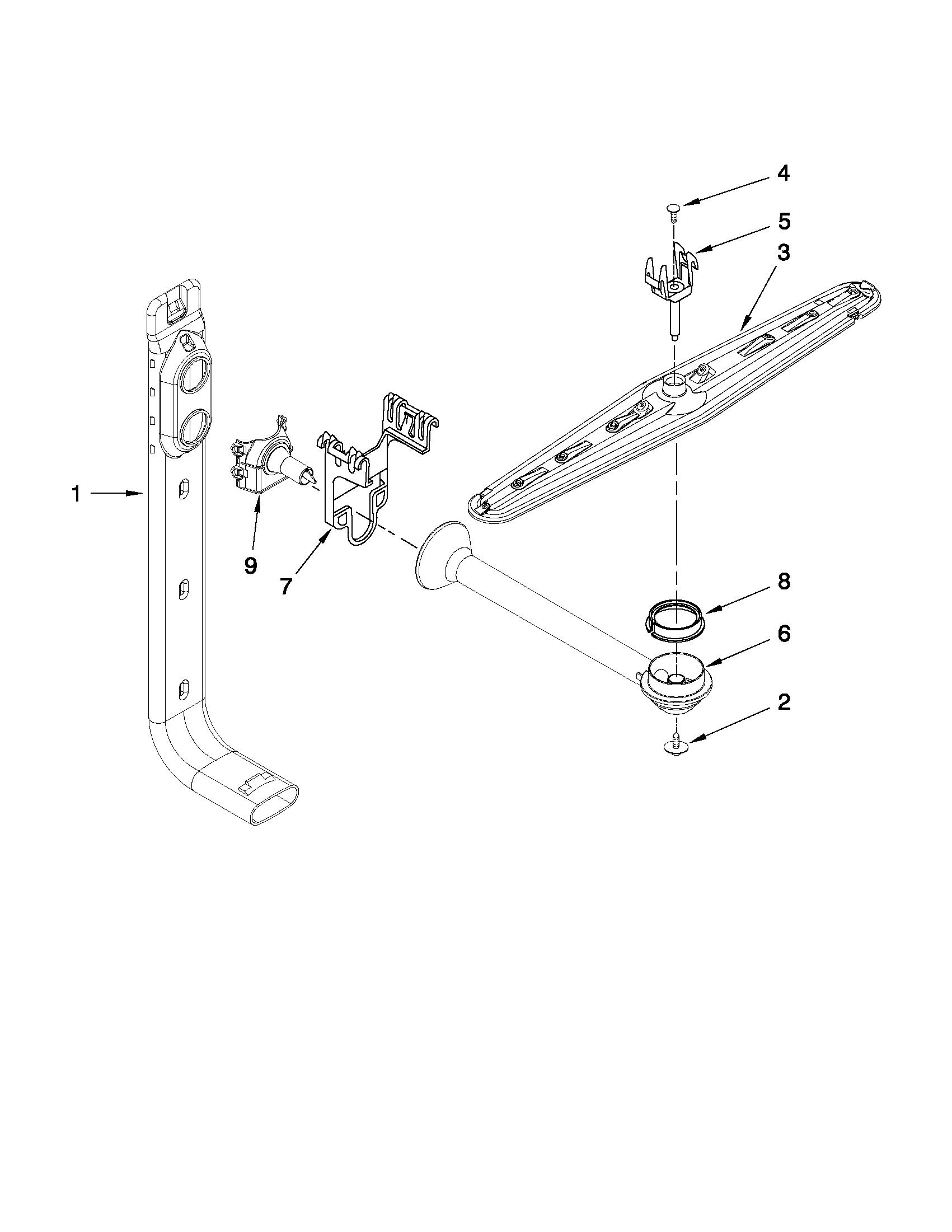 Whirlpool DU1015XTXD4 upper wash and rinse parts diagram