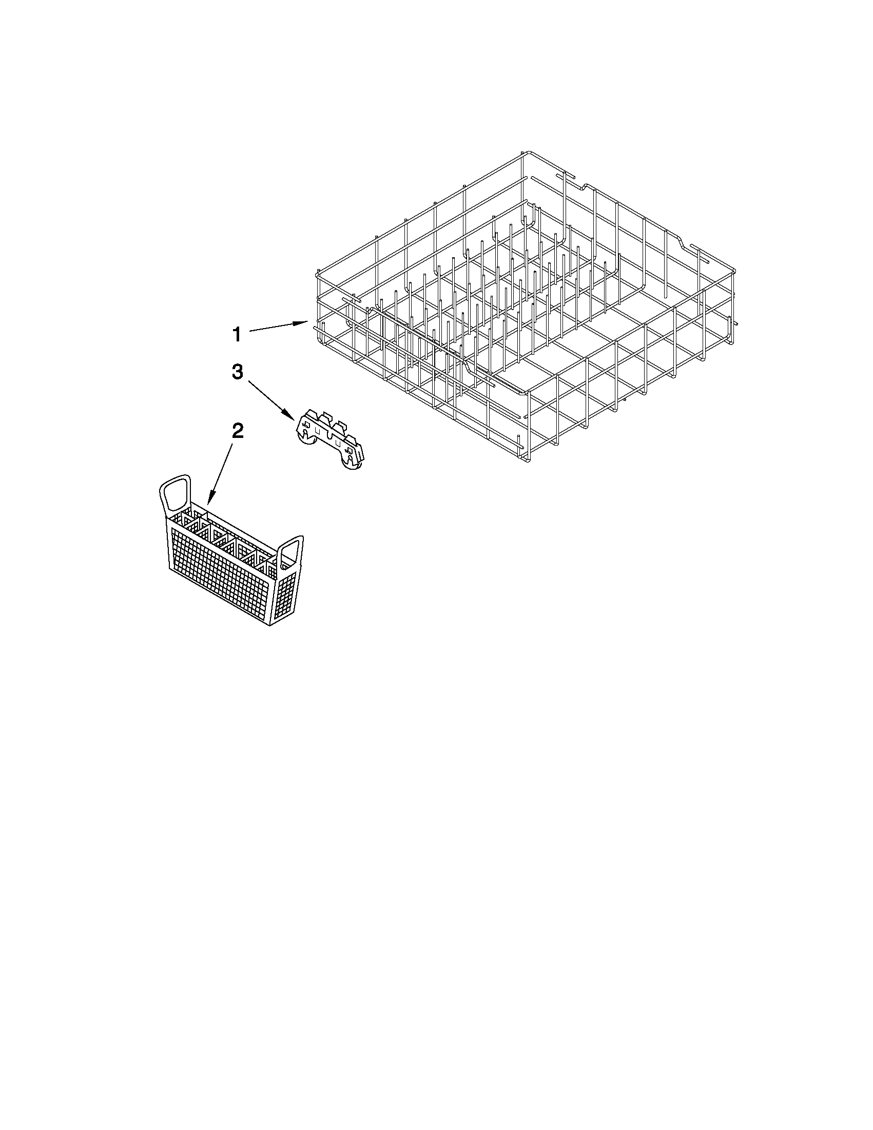 Whirlpool DU1015XTXD4 lower rack parts diagram
