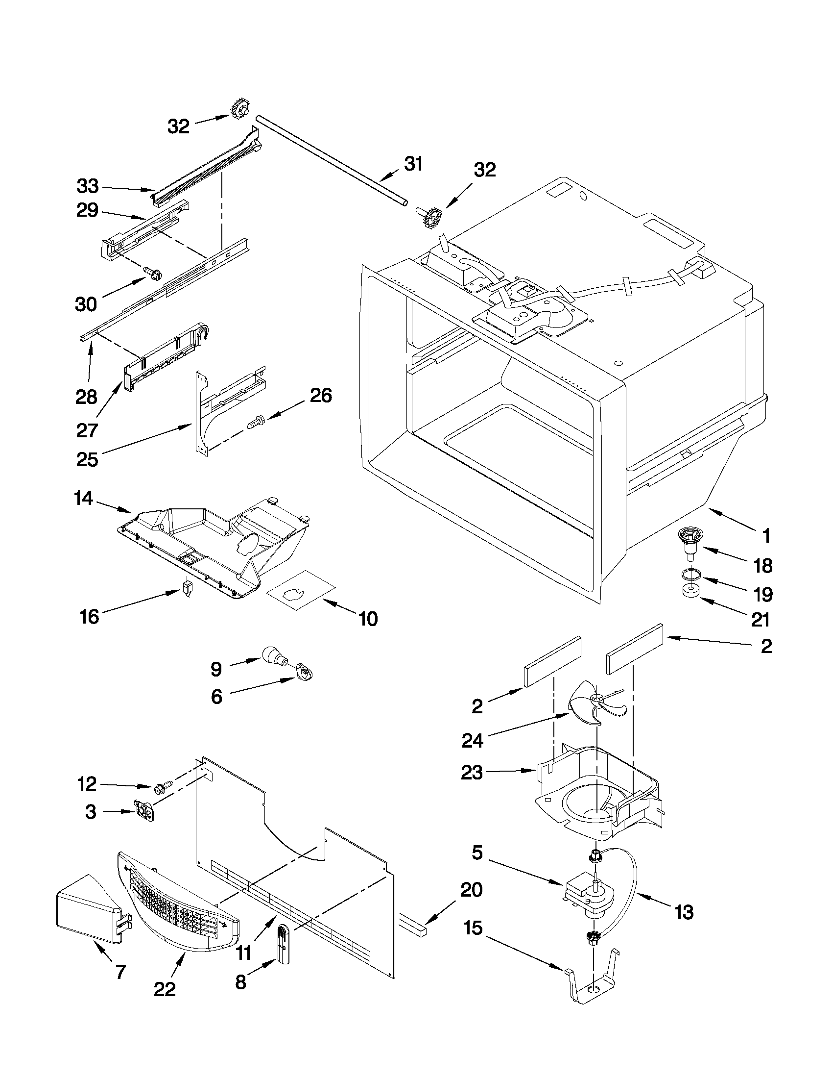 KitchenAid KBFS22EWWH3 freezer liner parts diagram