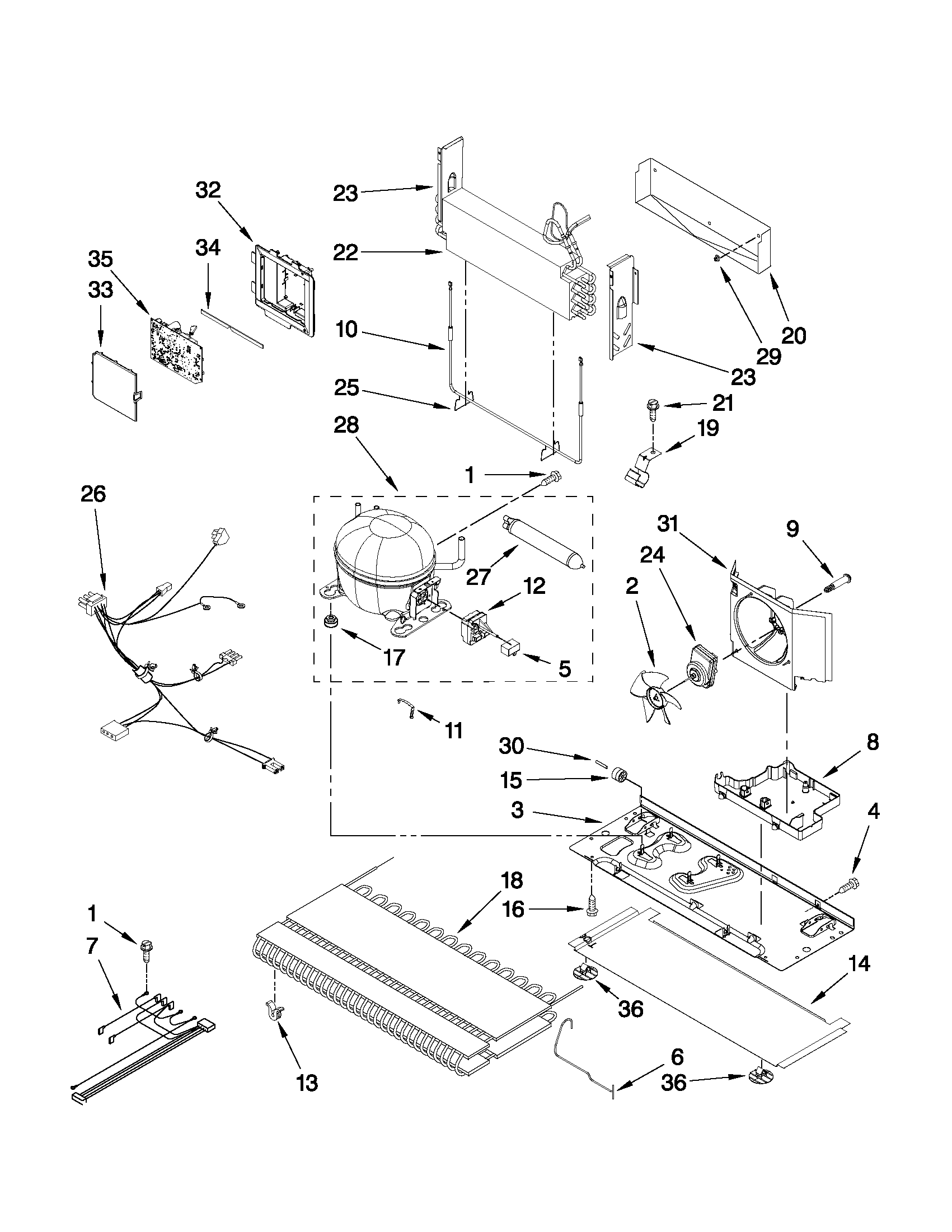 KitchenAid KBFS22EWWH3 unit parts diagram