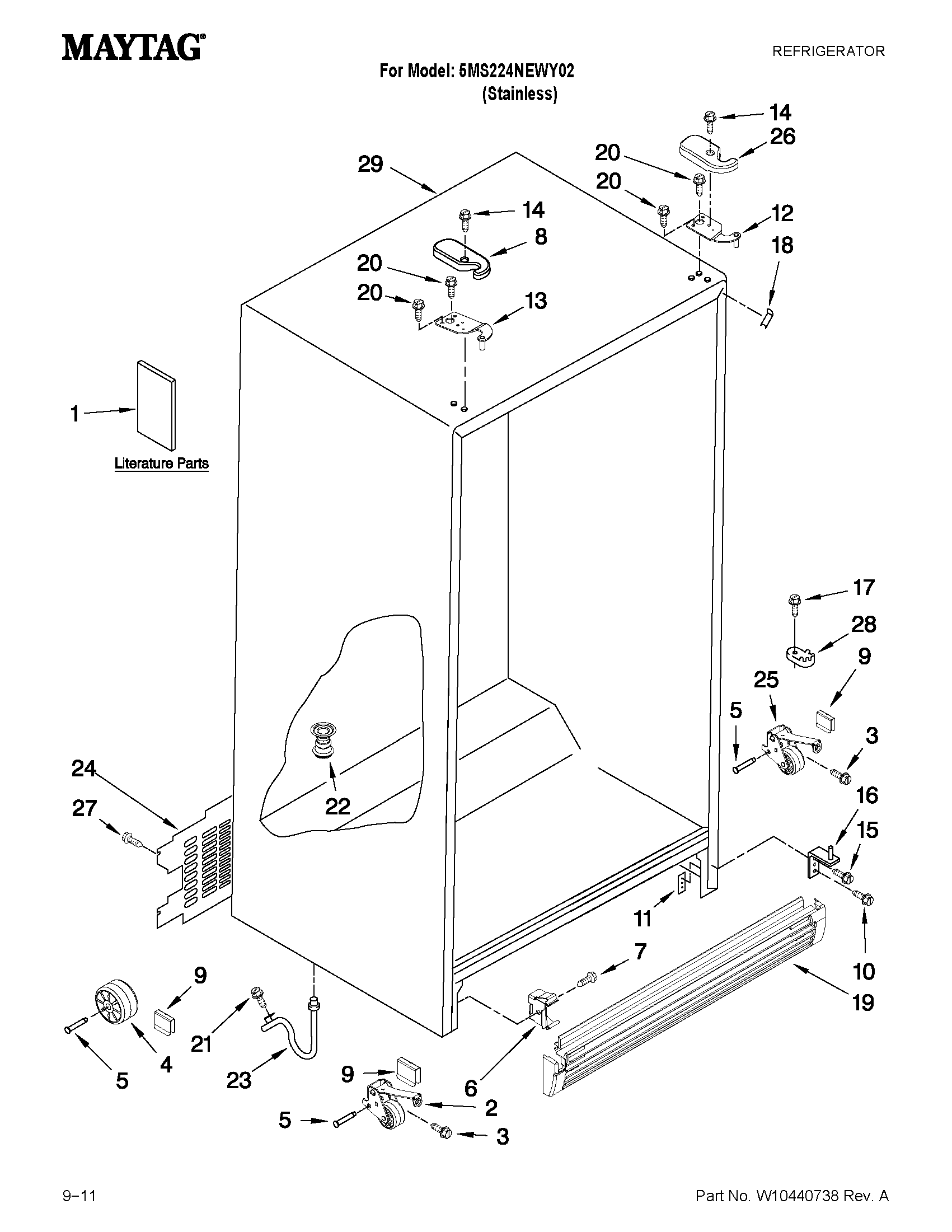 Maytag 5MS224NEWY02 cabinet parts diagram