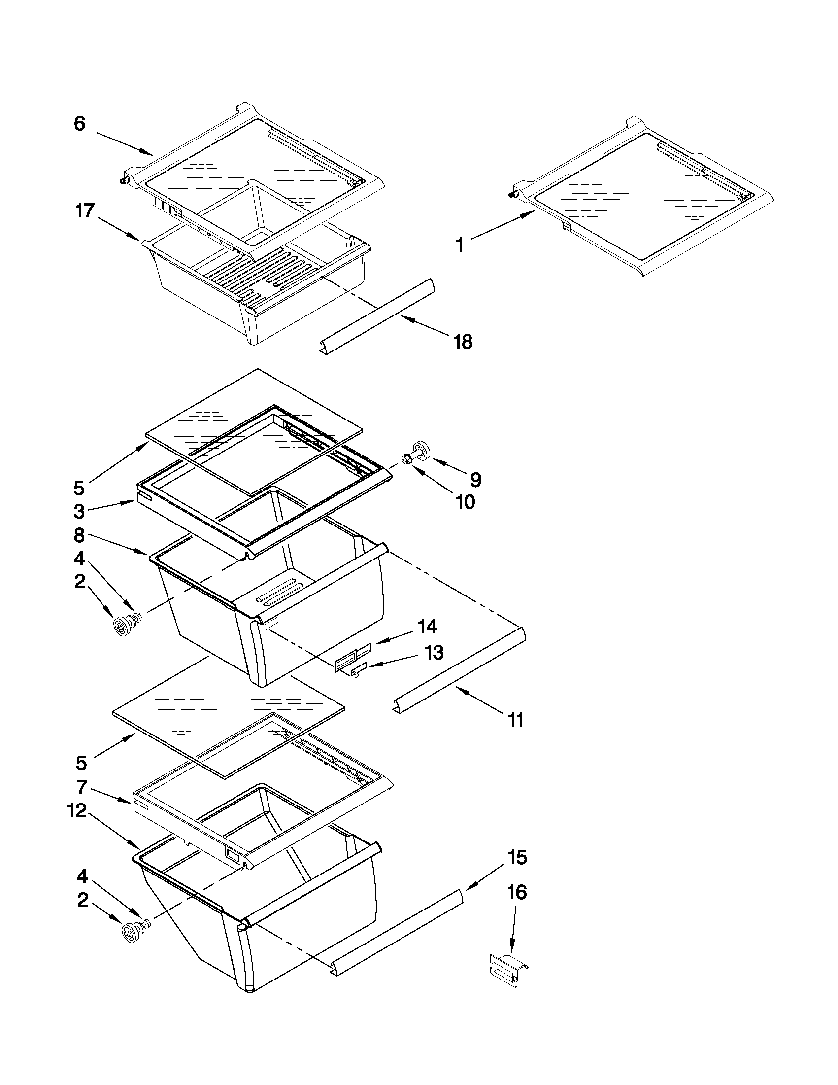 Maytag 5MS224NEWY02 refrigerator shelf parts diagram