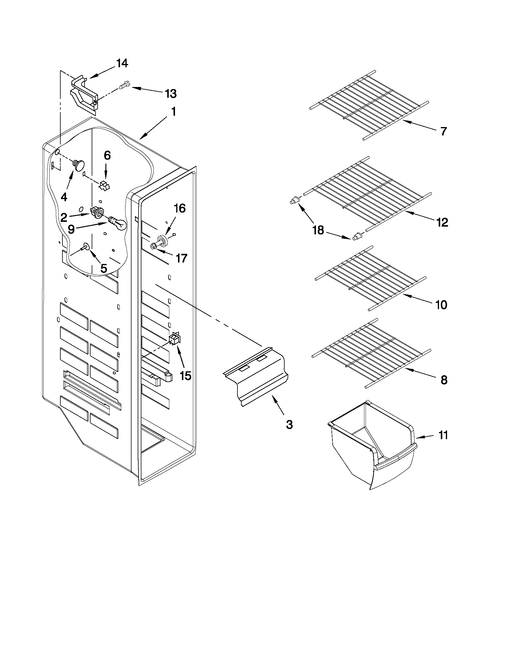 Maytag 5MS224NEWY02 freezer liner parts diagram