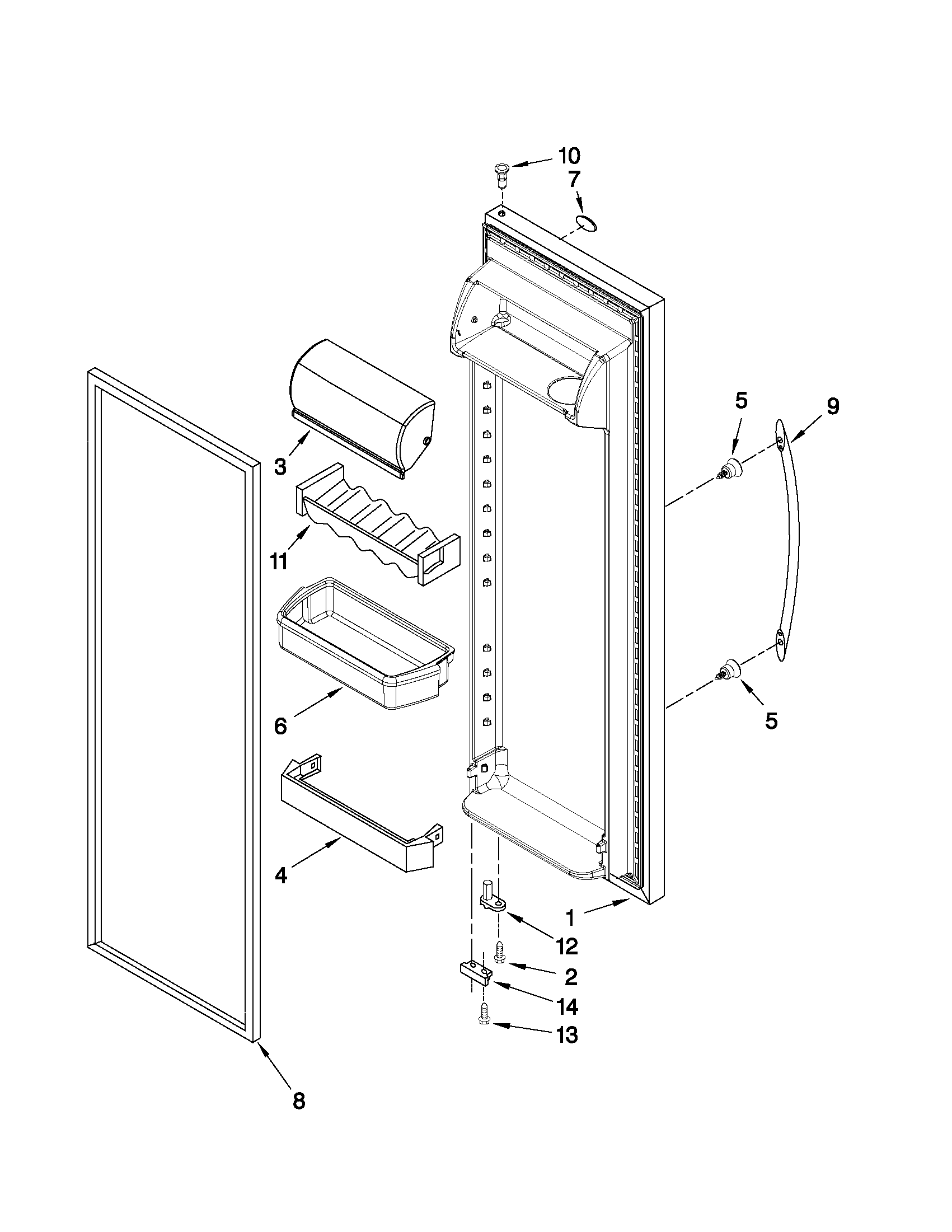 Maytag 5MS224NEWY02 refrigerator door parts diagram