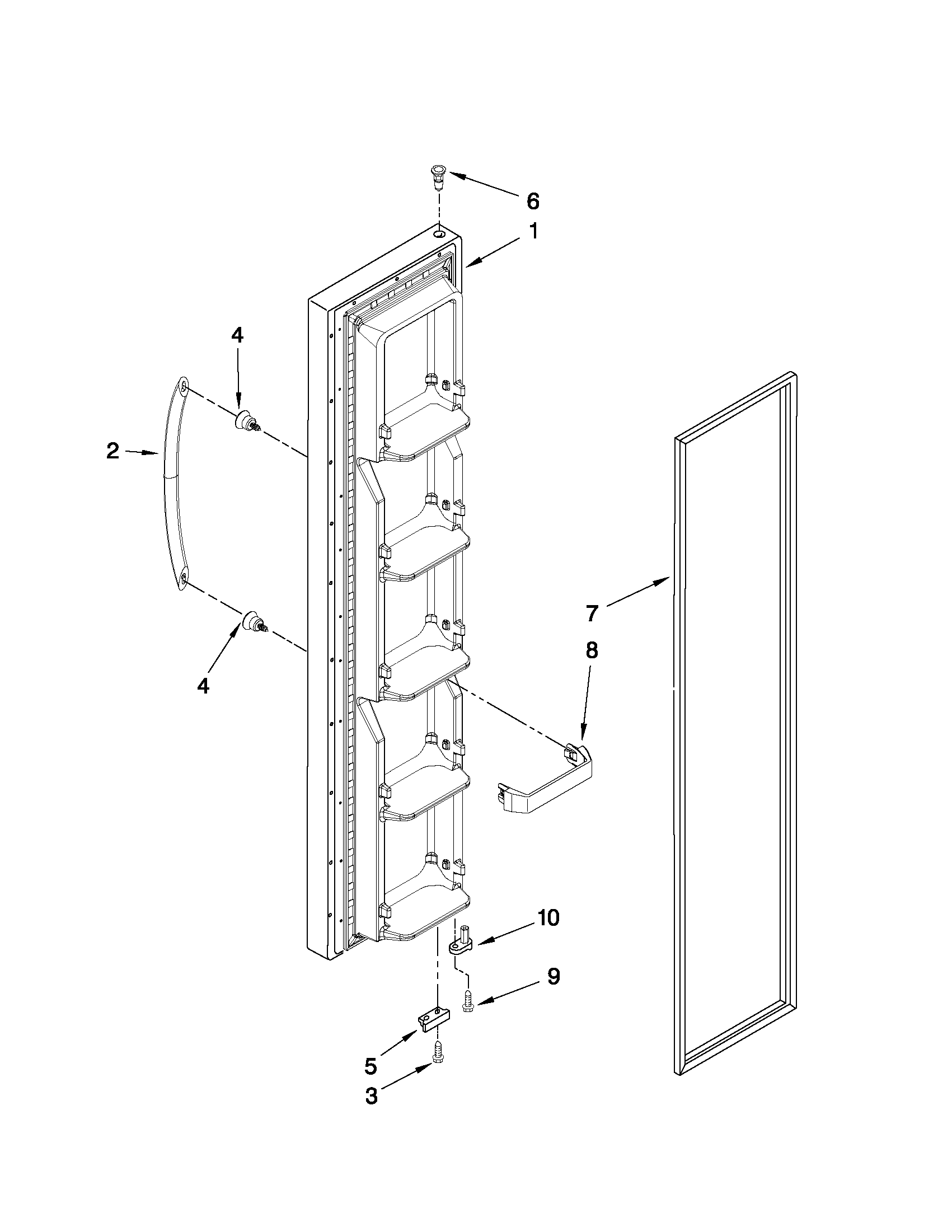 Maytag 5MS224NEWY02 freezer door parts diagram