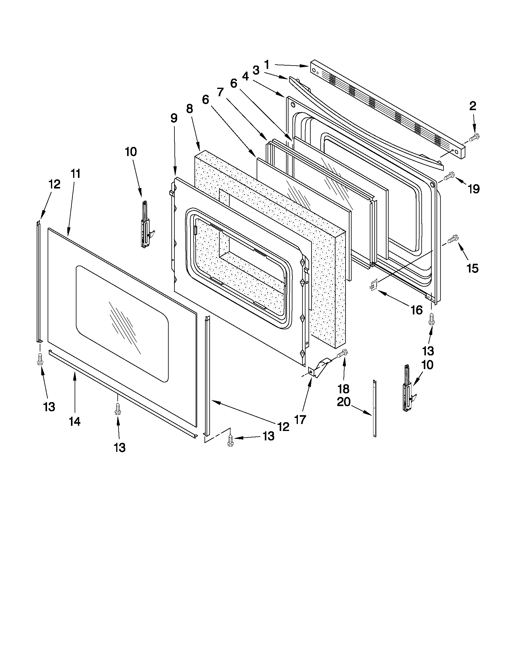Maytag MER7775WS2 door parts diagram