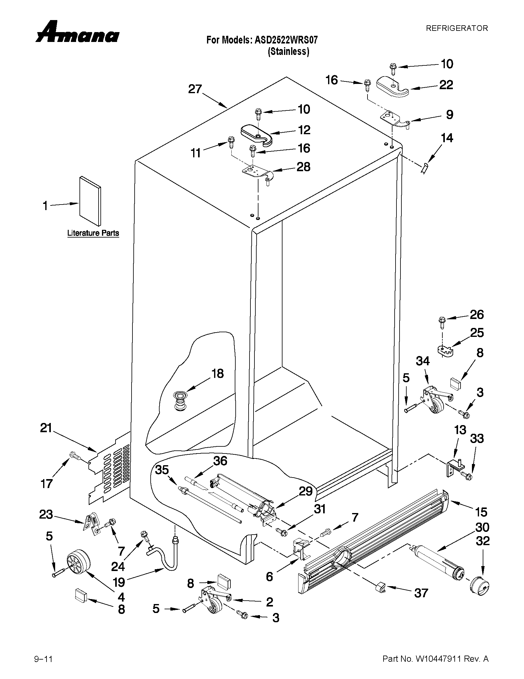 Amana ASD2522WRS07 cabinet parts diagram