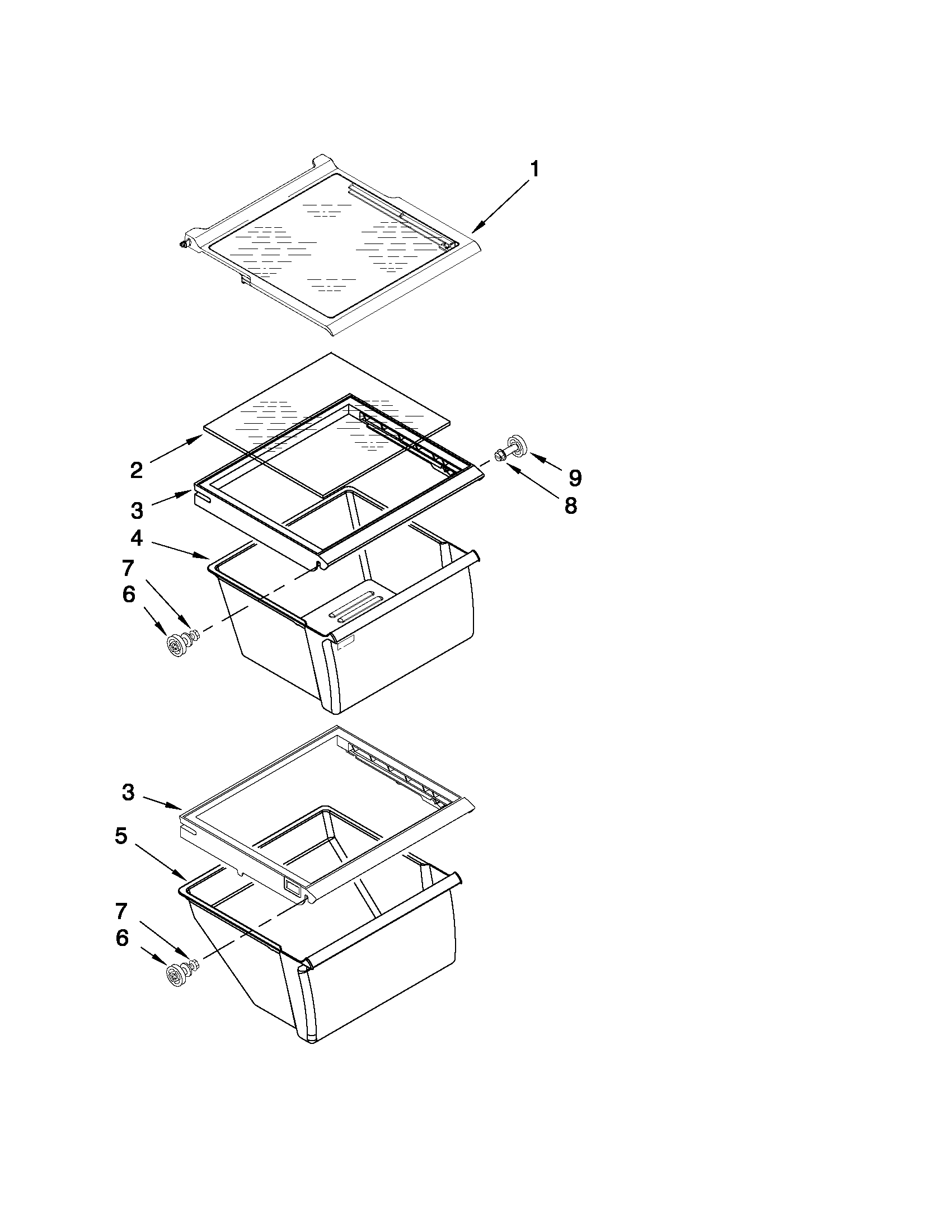 Amana ASD2522WRS07 refrigerator shelf parts diagram