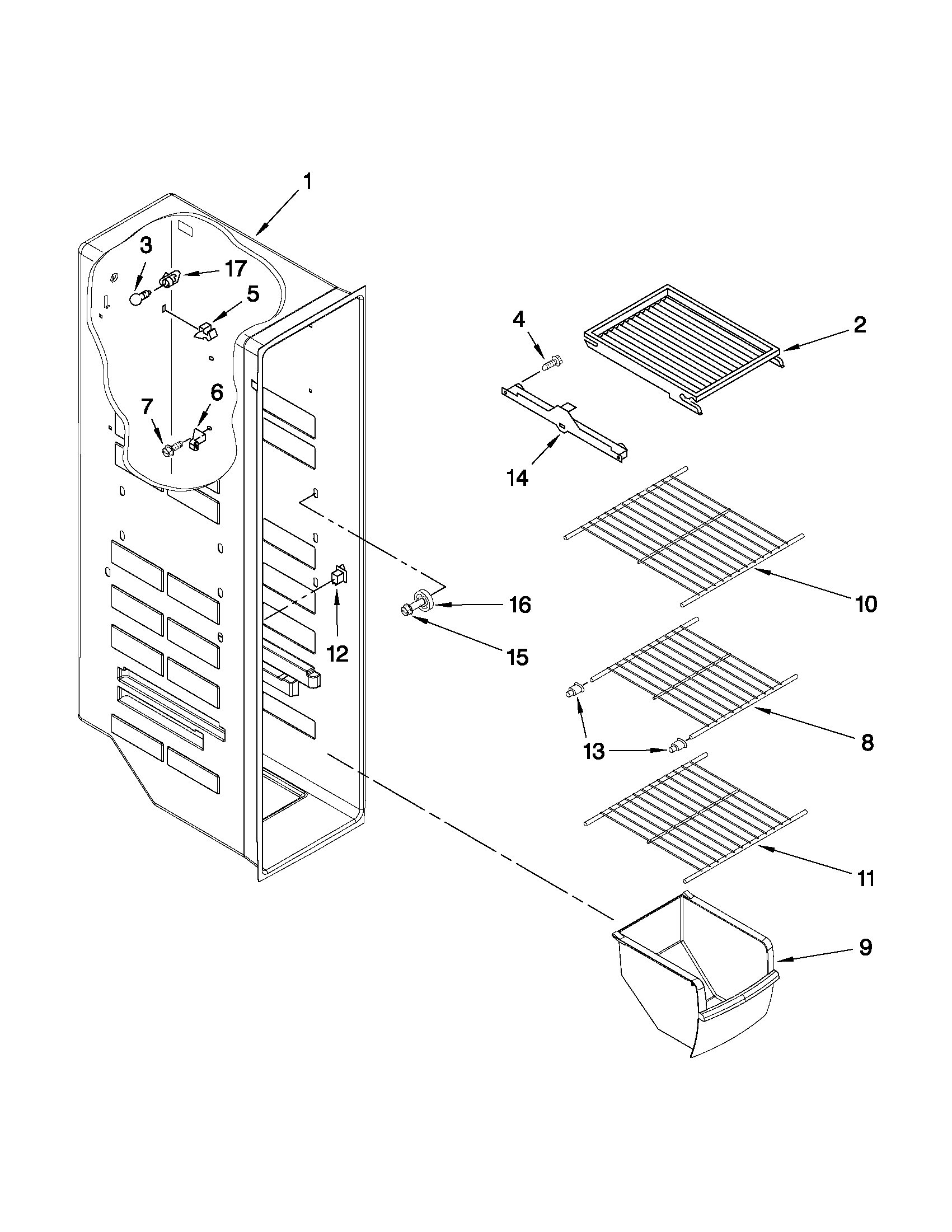 Amana ASD2522WRS07 freezer liner parts diagram