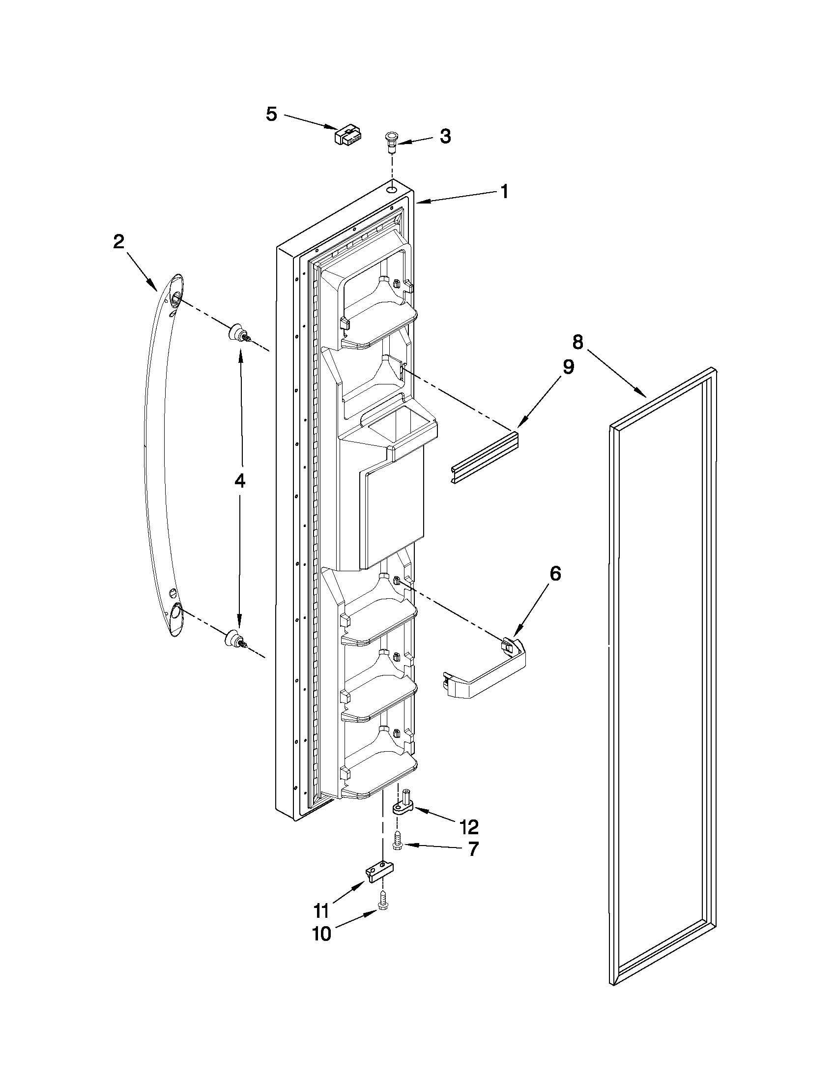 Amana ASD2522WRS07 freezer door parts diagram