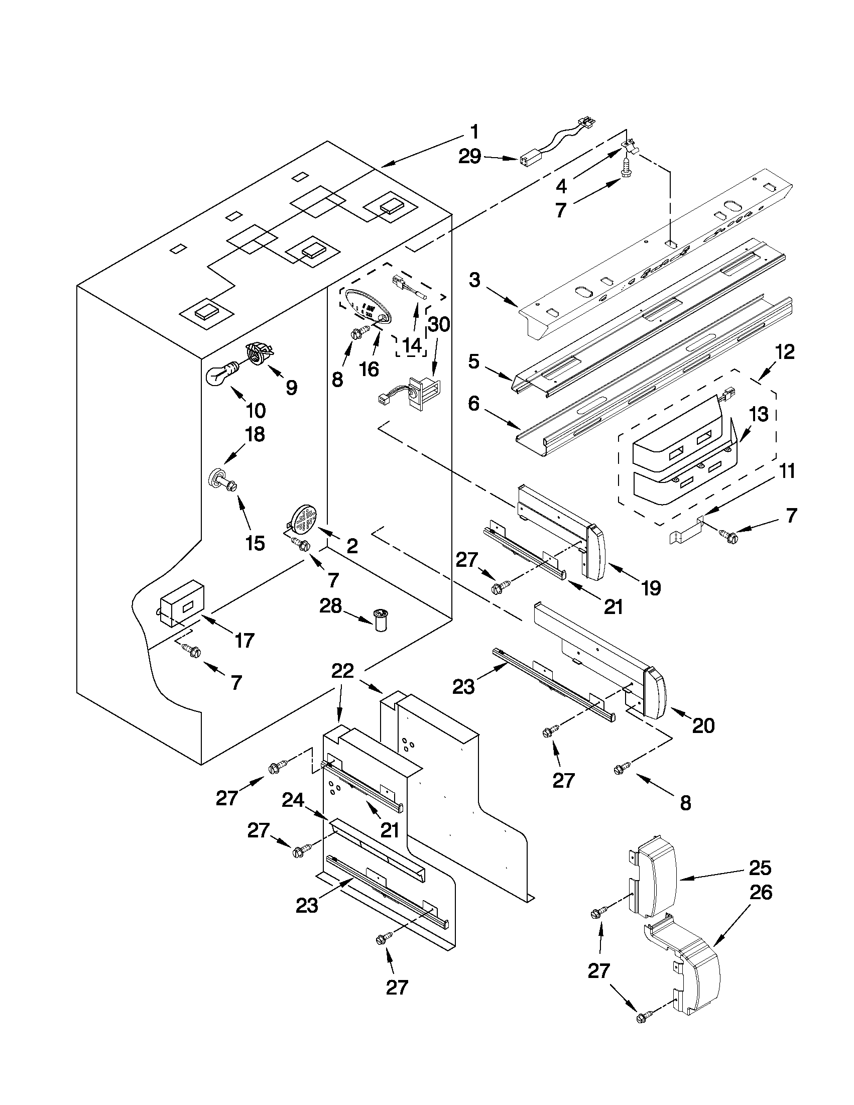 Jenn-Air JF42NXFXDW01 refrigerator liner parts diagram