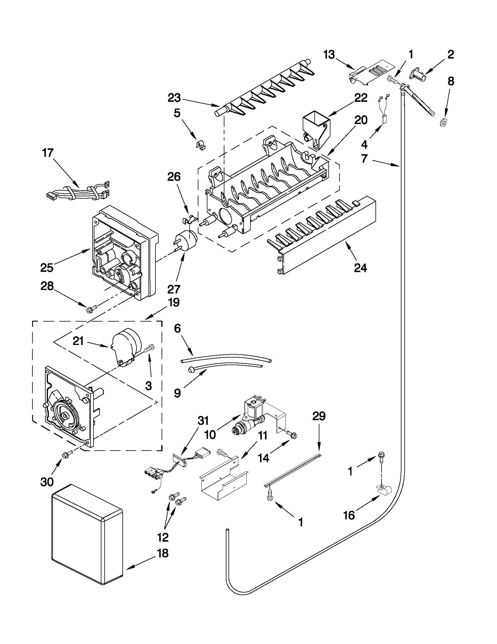 Jenn-Air JF42NXFXDW01 icemaker parts diagram