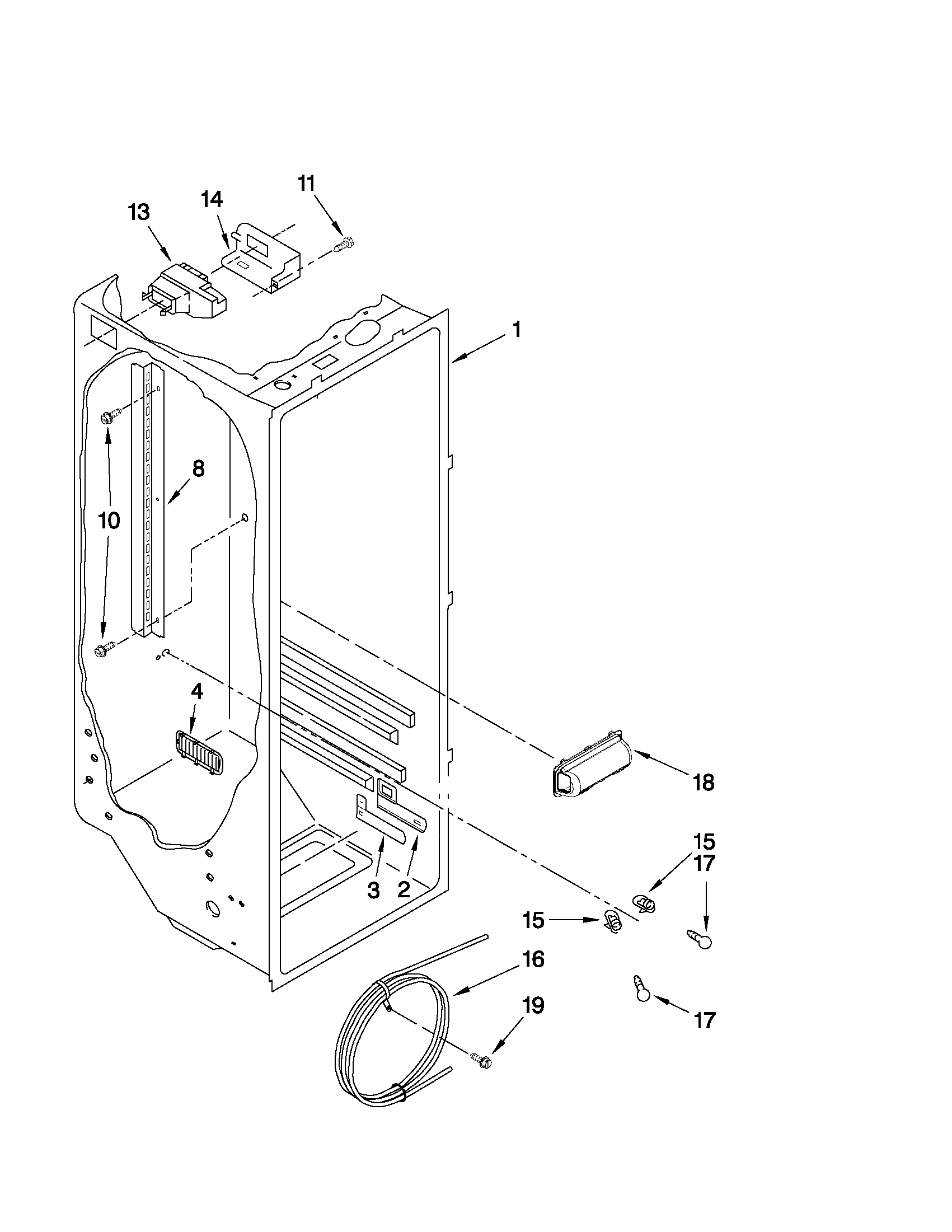 Maytag MSD2559XEM03 refrigerator liner parts diagram