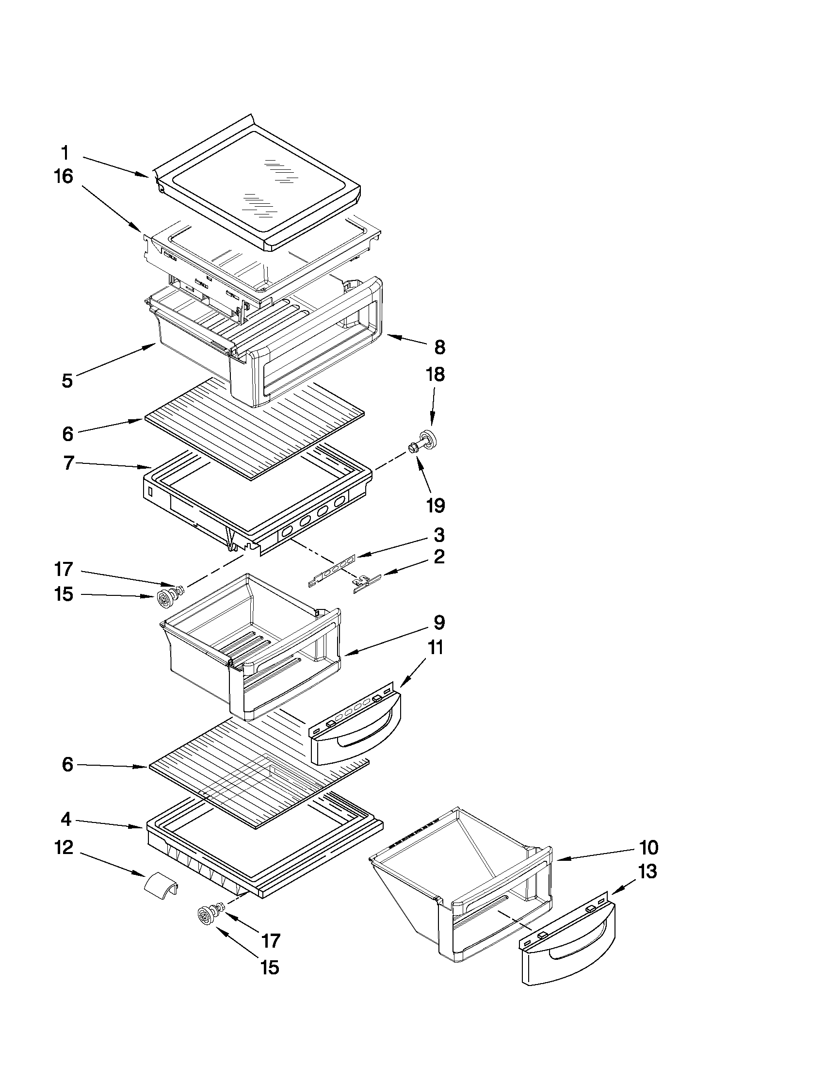 Maytag MSD2559XEM03 refrigerator shelf parts diagram