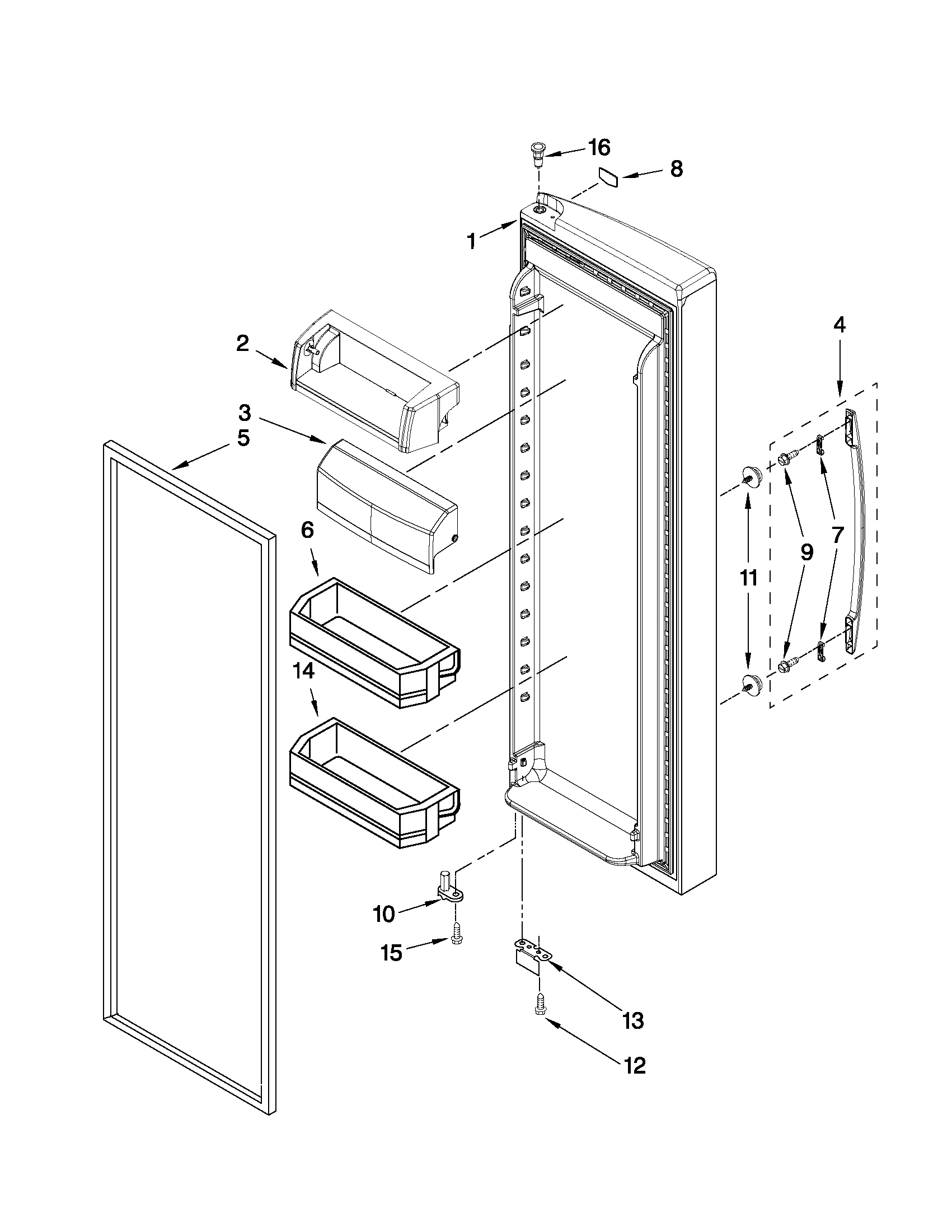 Maytag MSD2559XEM03 refrigerator door parts diagram