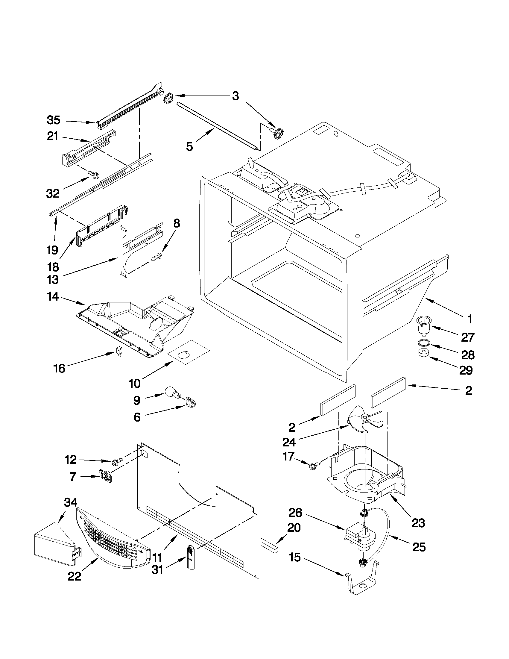 Maytag MFD2562VEM9 freezer liner parts diagram