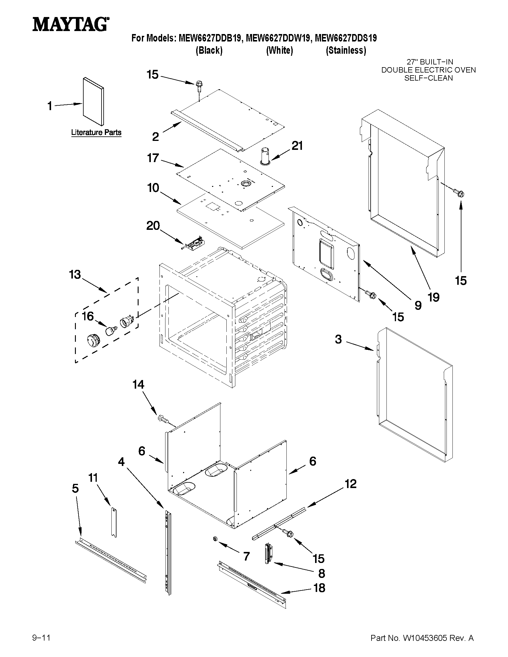 Maytag MEW6627DDW19 oven parts diagram