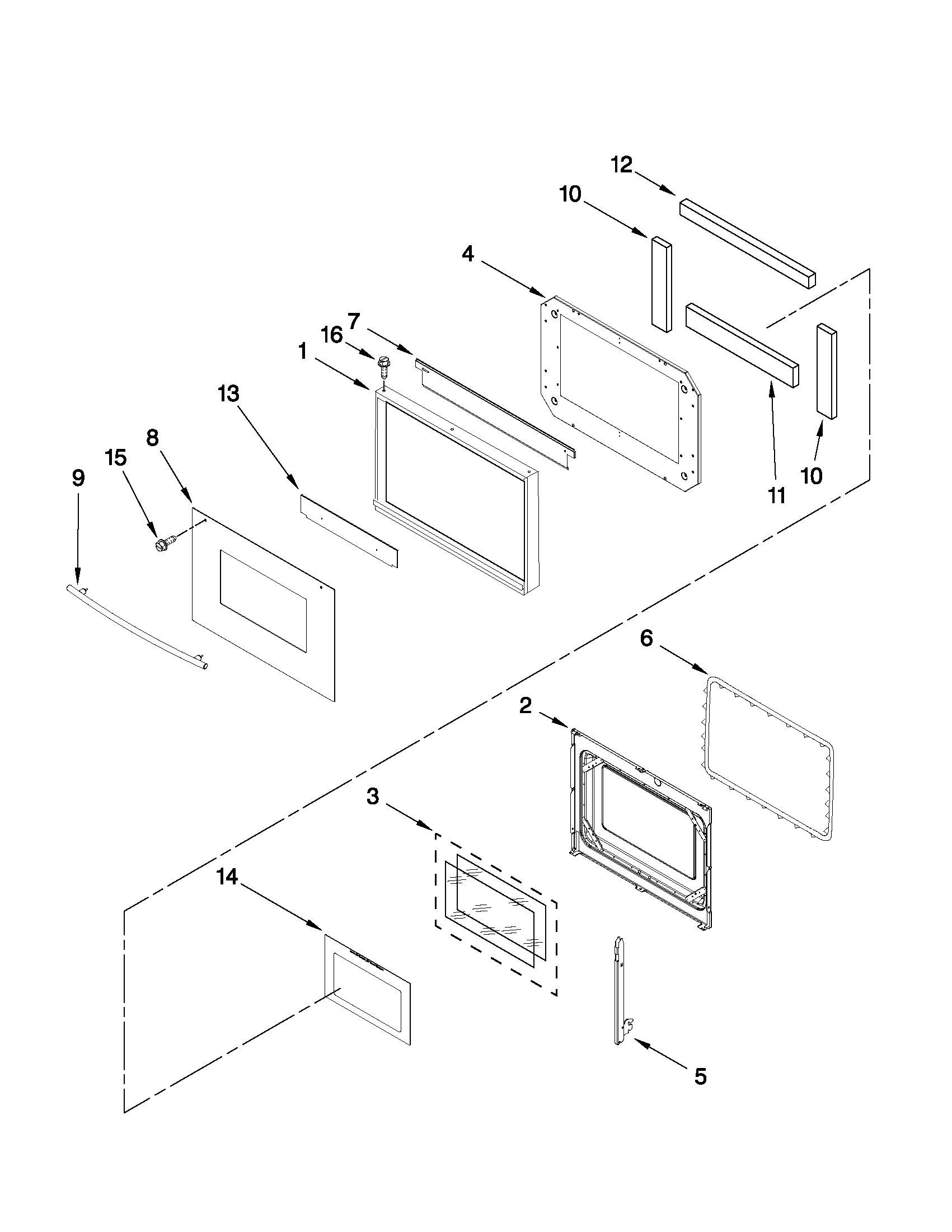 Maytag MEW6627DDW19 lower oven door parts diagram