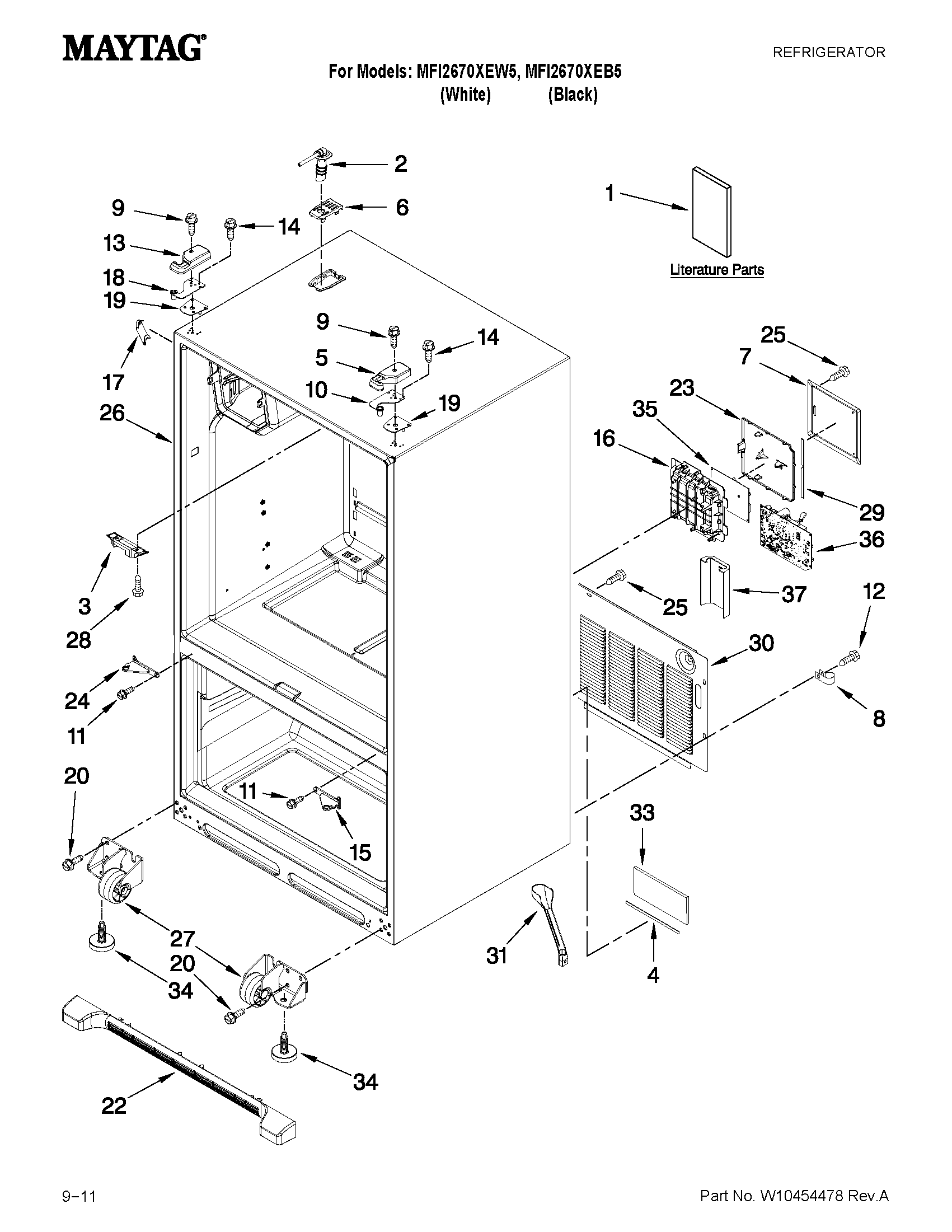 Maytag MFI2670XEW5 cabinet parts diagram