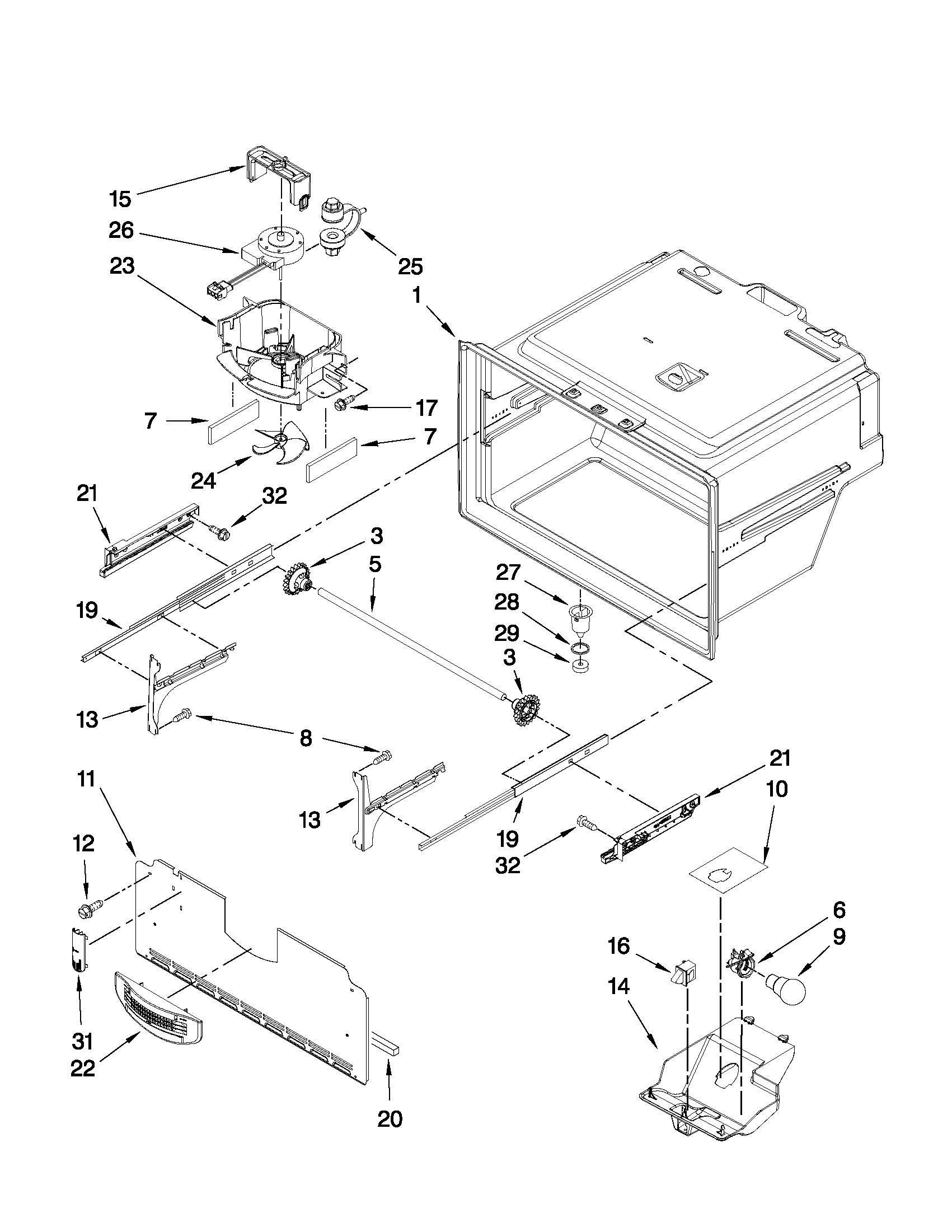Maytag MFI2670XEW5 freezer liner parts diagram
