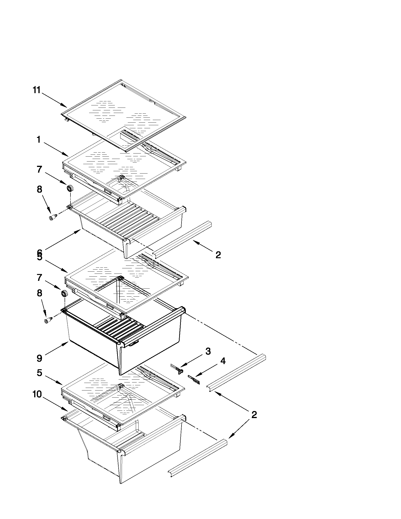 Whirlpool GSF26C4EXF02 refrigerator shelf parts diagram