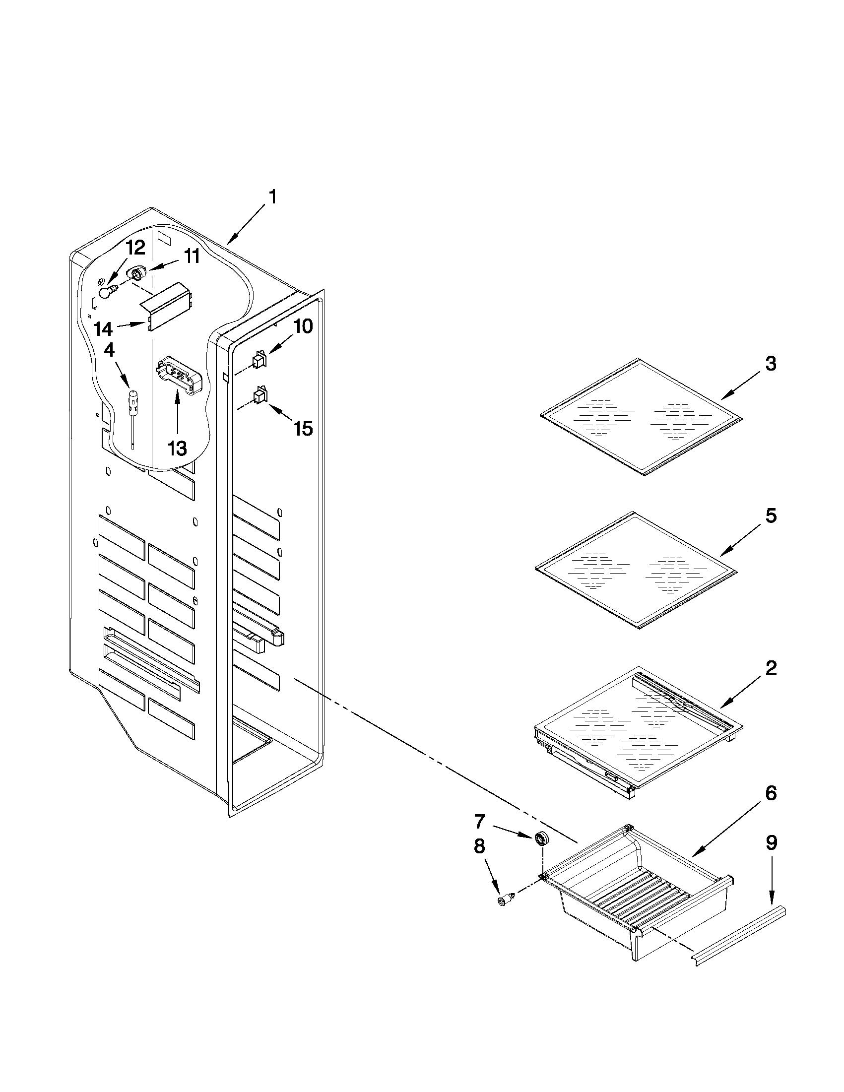 Whirlpool GSF26C4EXF02 freezer liner parts diagram