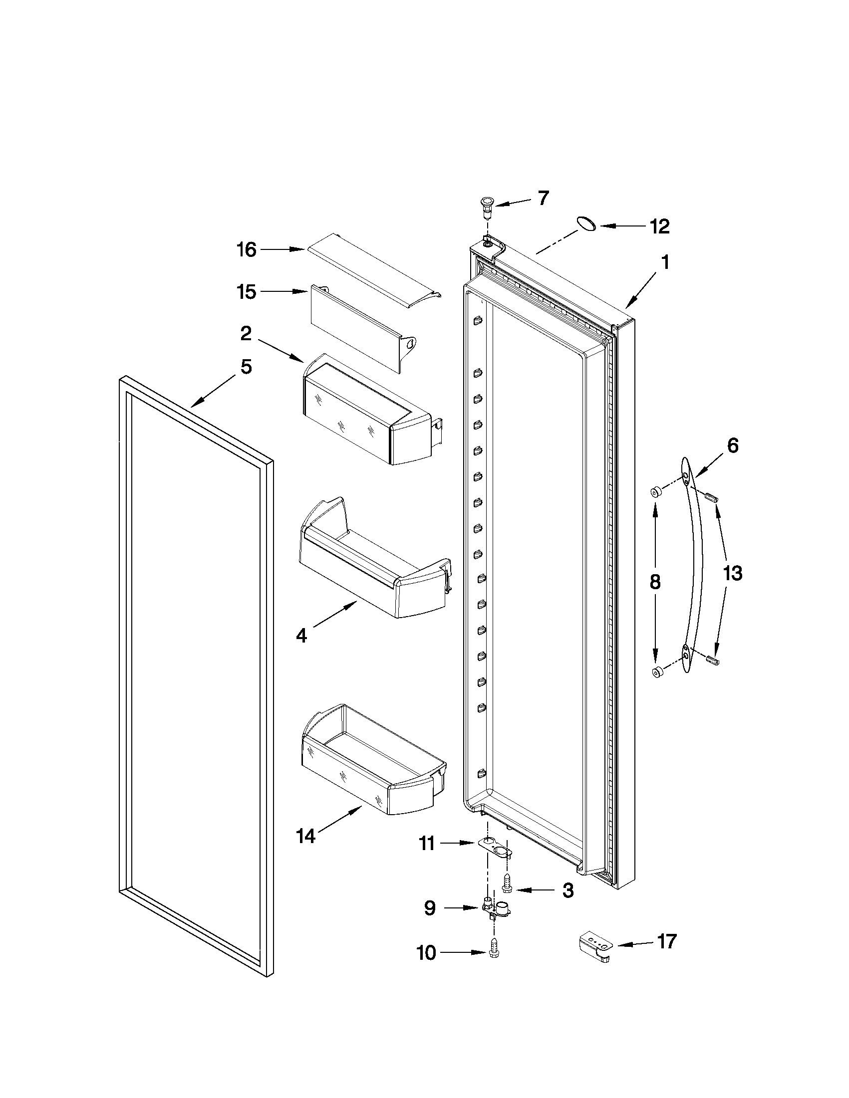 Whirlpool GSF26C4EXF02 refrigerator door parts diagram