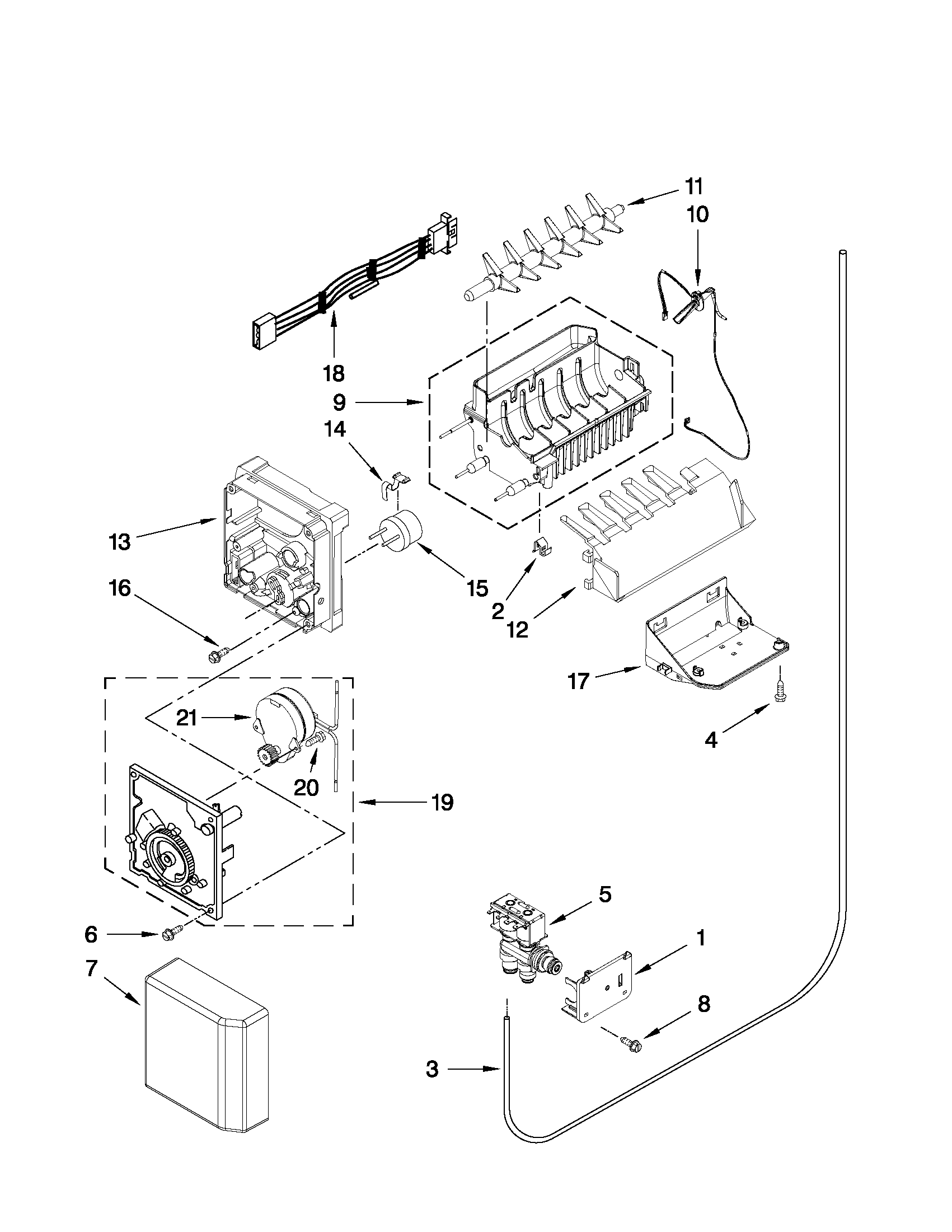 Whirlpool GSF26C4EXF02 icemaker parts diagram