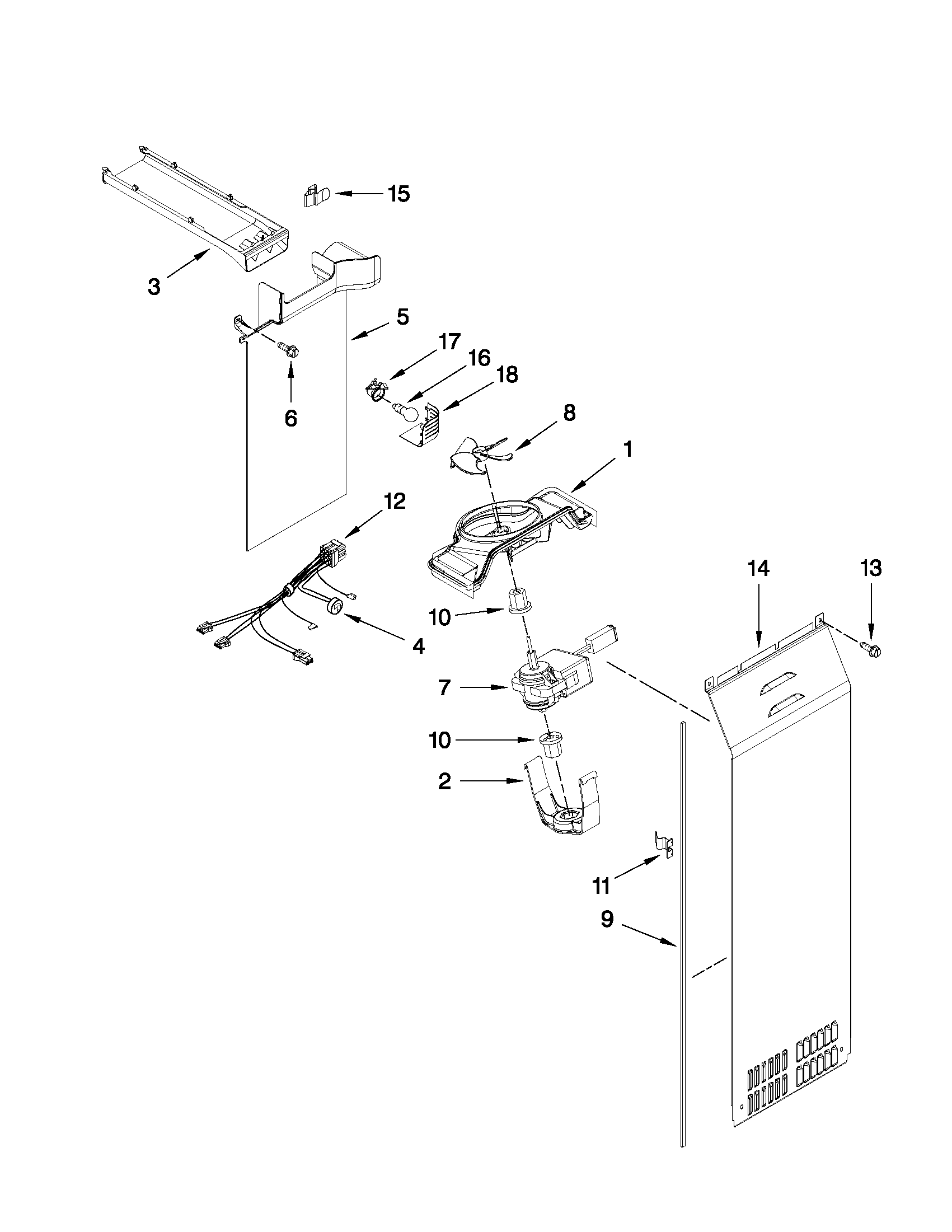 Whirlpool GSF26C4EXF02 air flow parts diagram