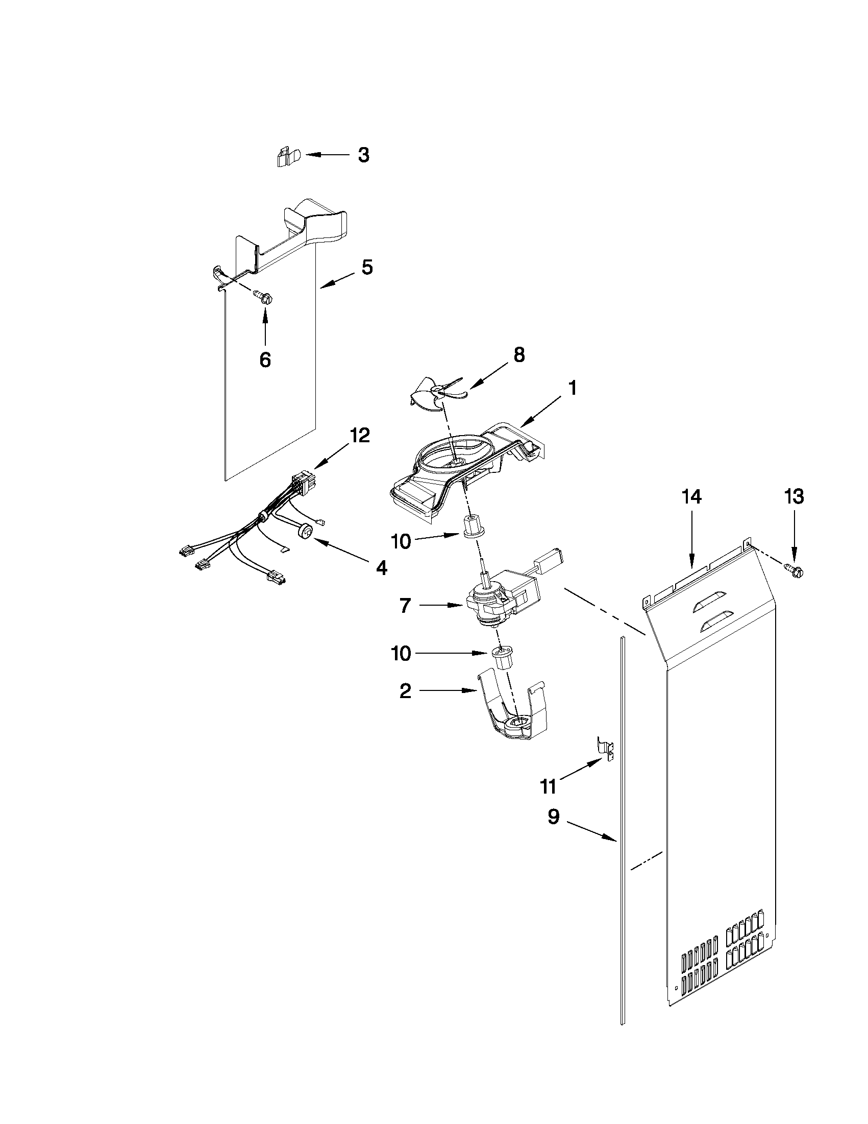 Whirlpool 7WSC19D2XS01 air flow parts diagram