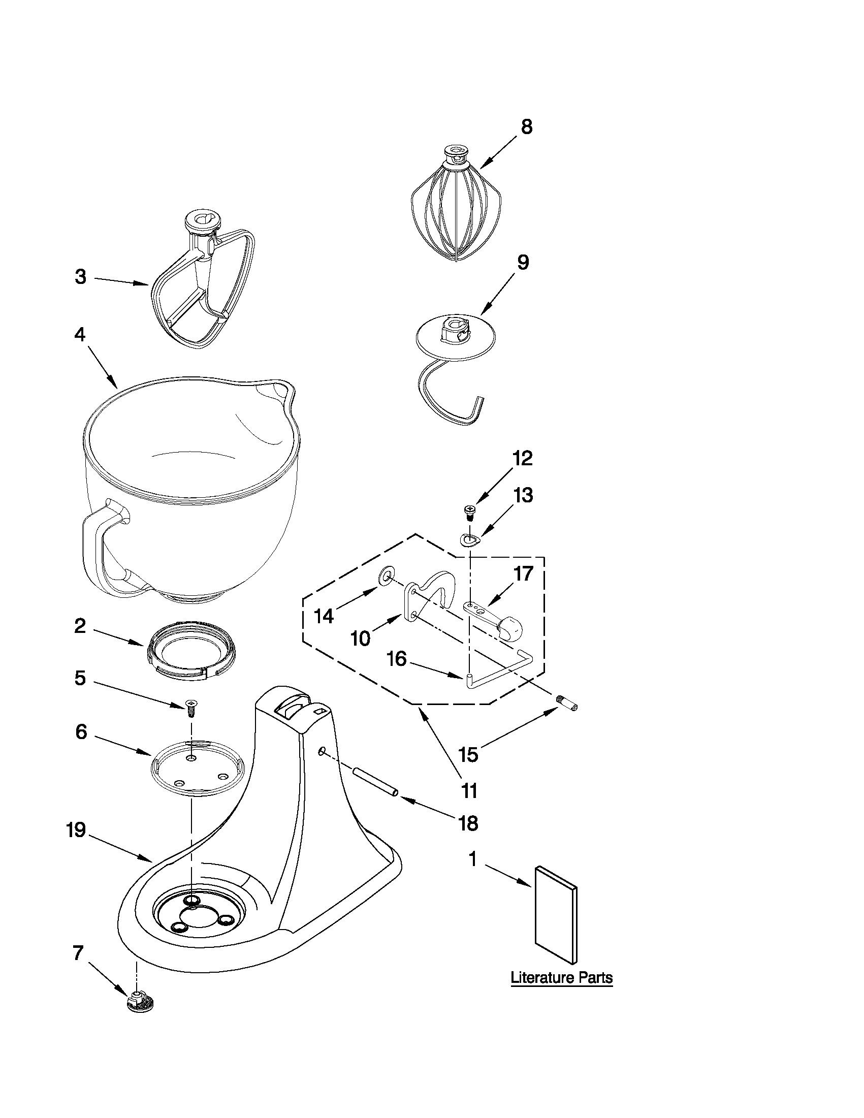 KitchenAid KSM152GBCP0 base and pedestal unit diagram
