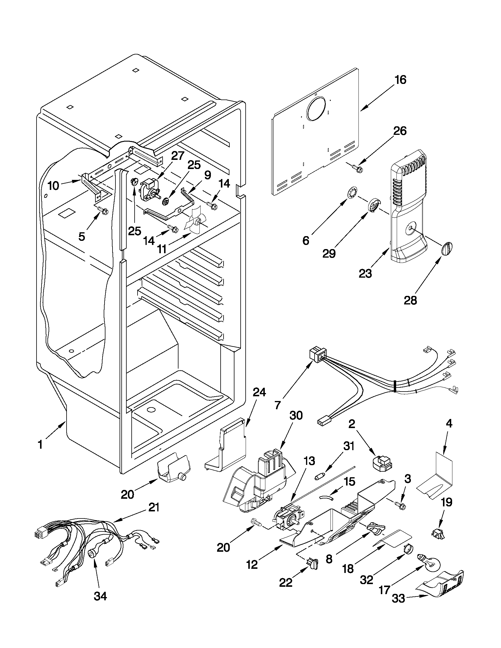 Whirlpool NWR0001Q02 liner parts diagram