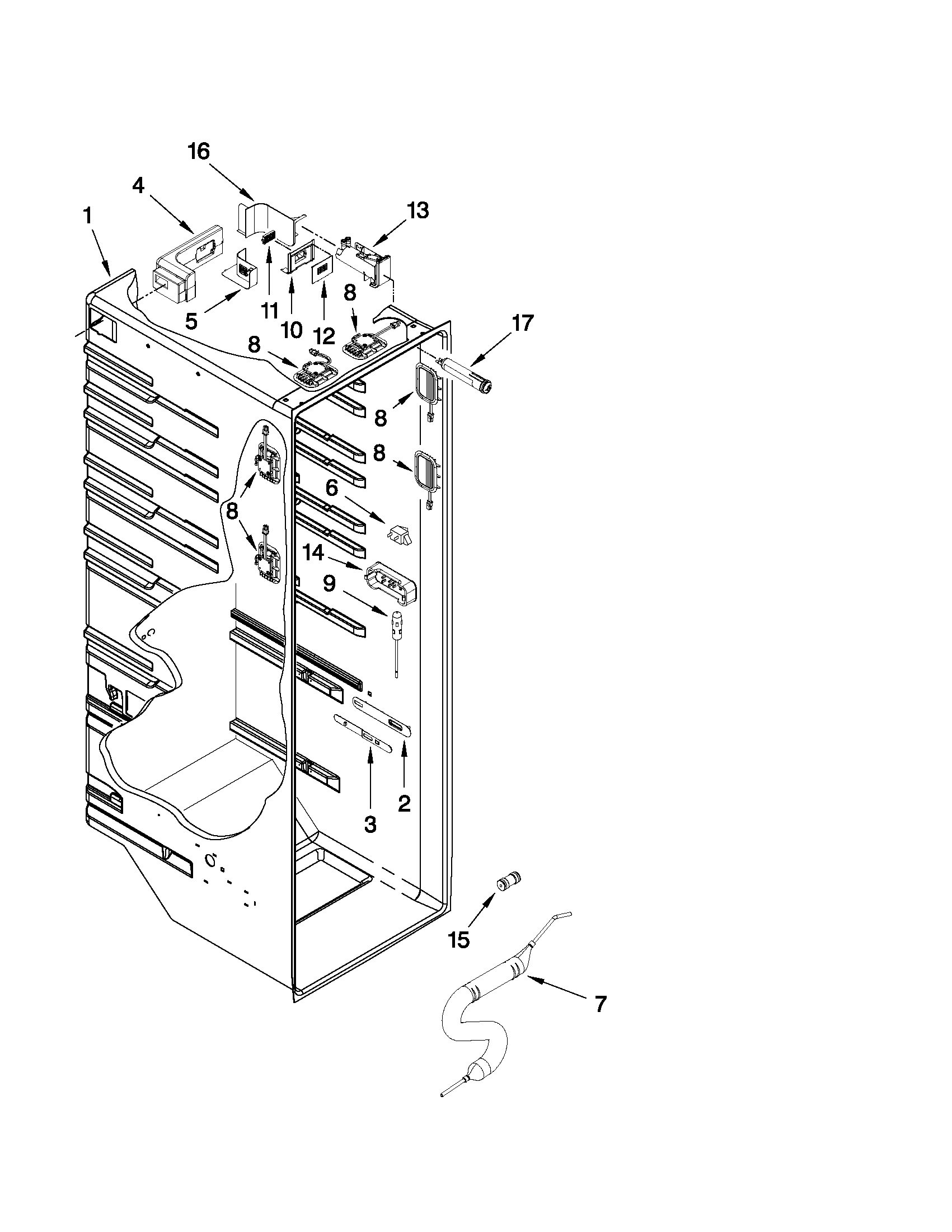 Whirlpool GSS30C7EYY01 refrigerator liner parts diagram