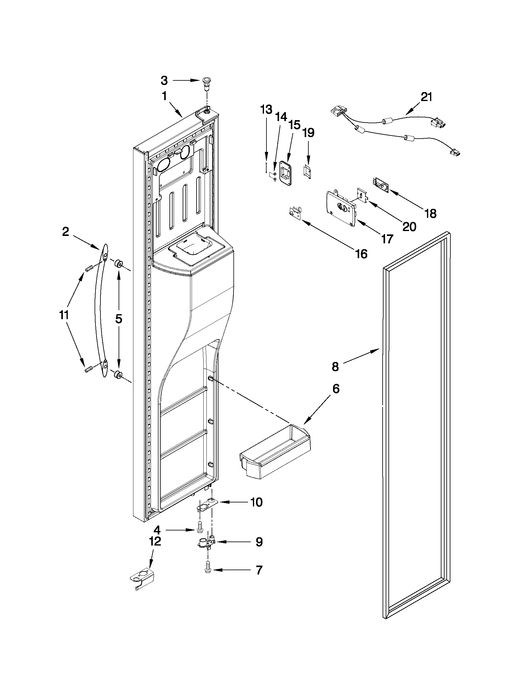 Whirlpool GSS30C7EYY01 freezer door parts diagram
