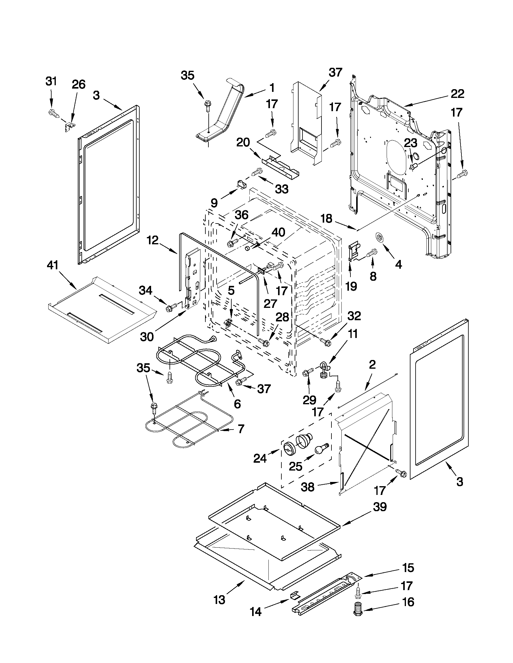 Whirlpool WFE324LWQ1 chassis parts diagram