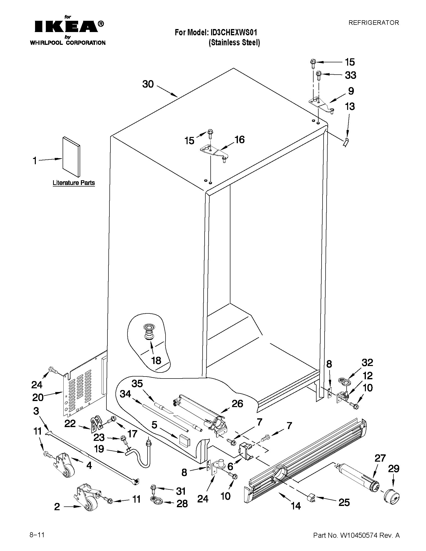 Ikea ID3CHEXWS01 cabinet parts diagram
