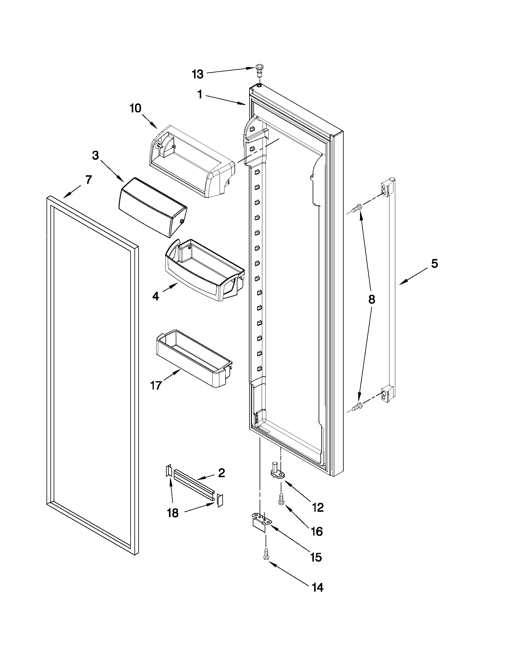 Ikea ID3CHEXWS01 refrigerator door parts diagram
