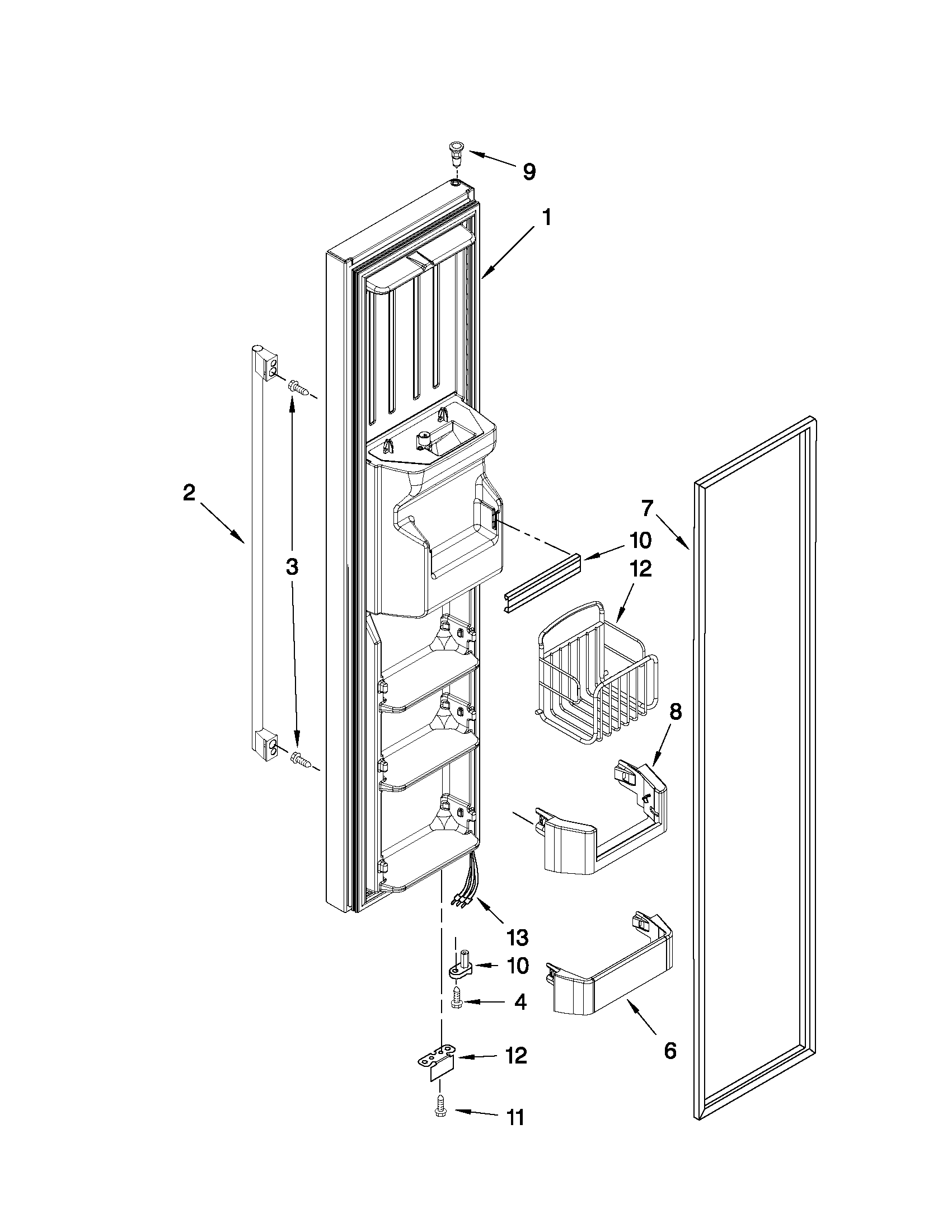 Ikea ID3CHEXWS01 freezer door parts diagram