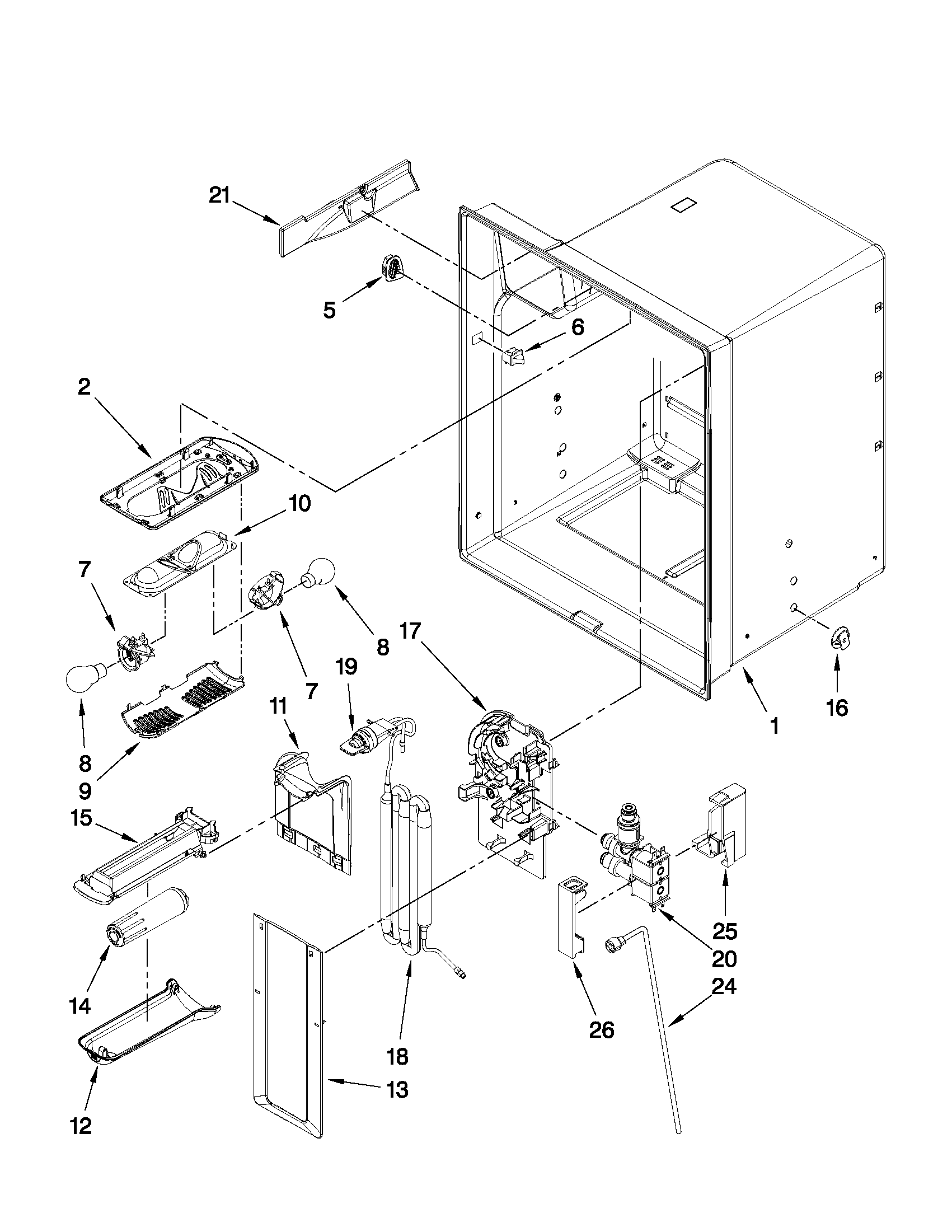 Whirlpool GI6FARXXQ05 refrigerator liner parts diagram