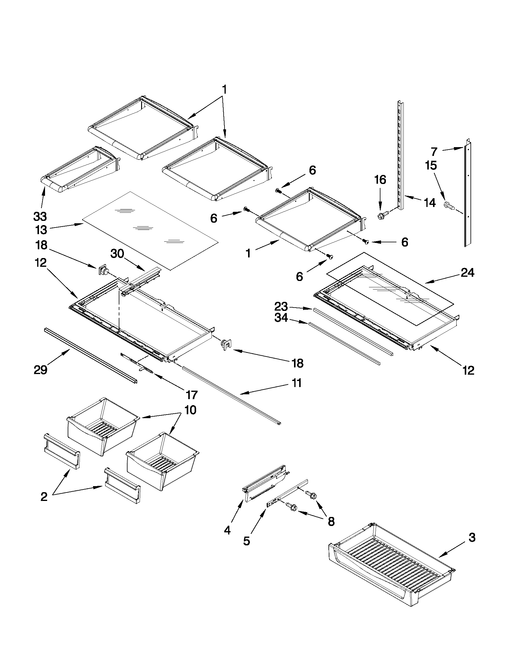 Whirlpool GI6FARXXQ05 shelf parts diagram