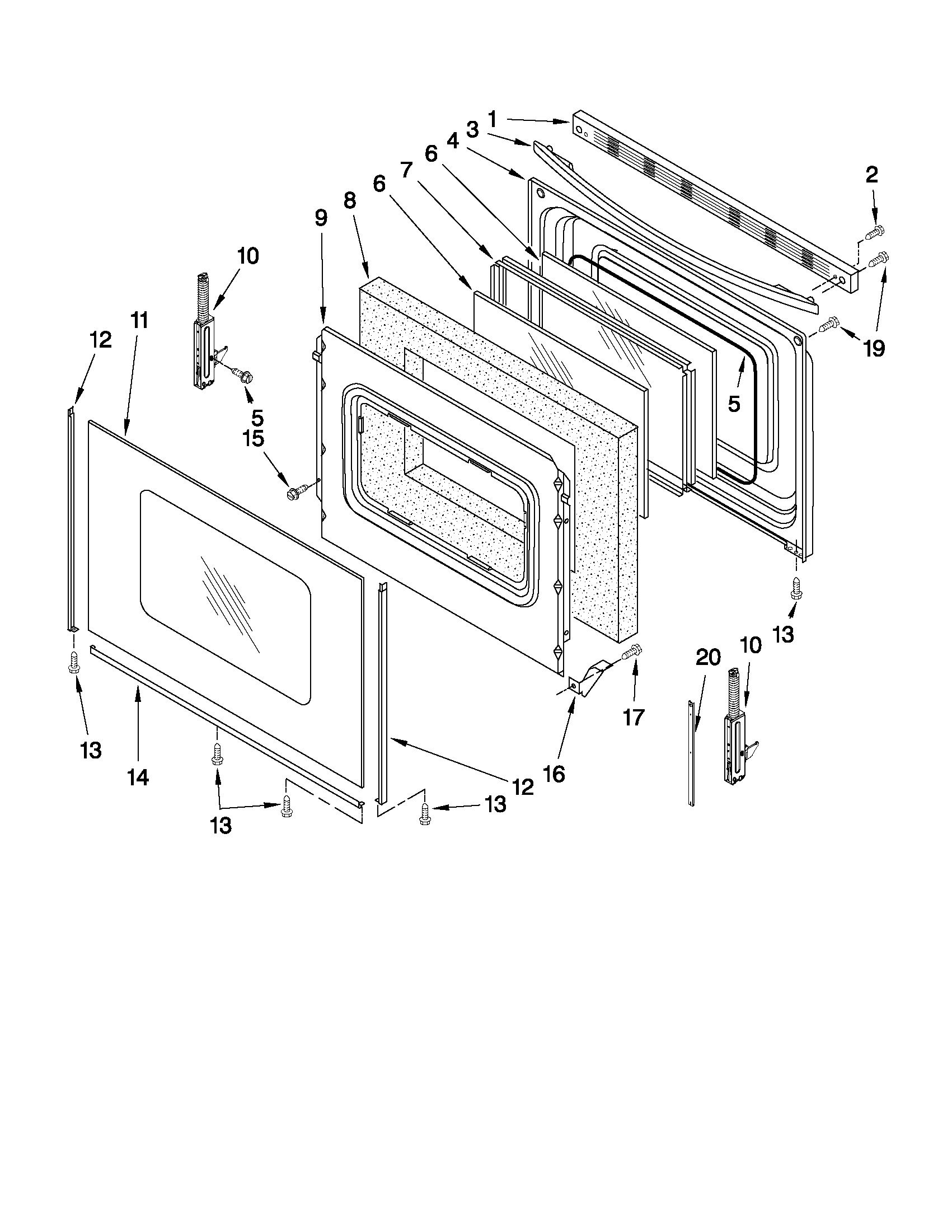 Whirlpool YGFE461LVB1 door parts diagram