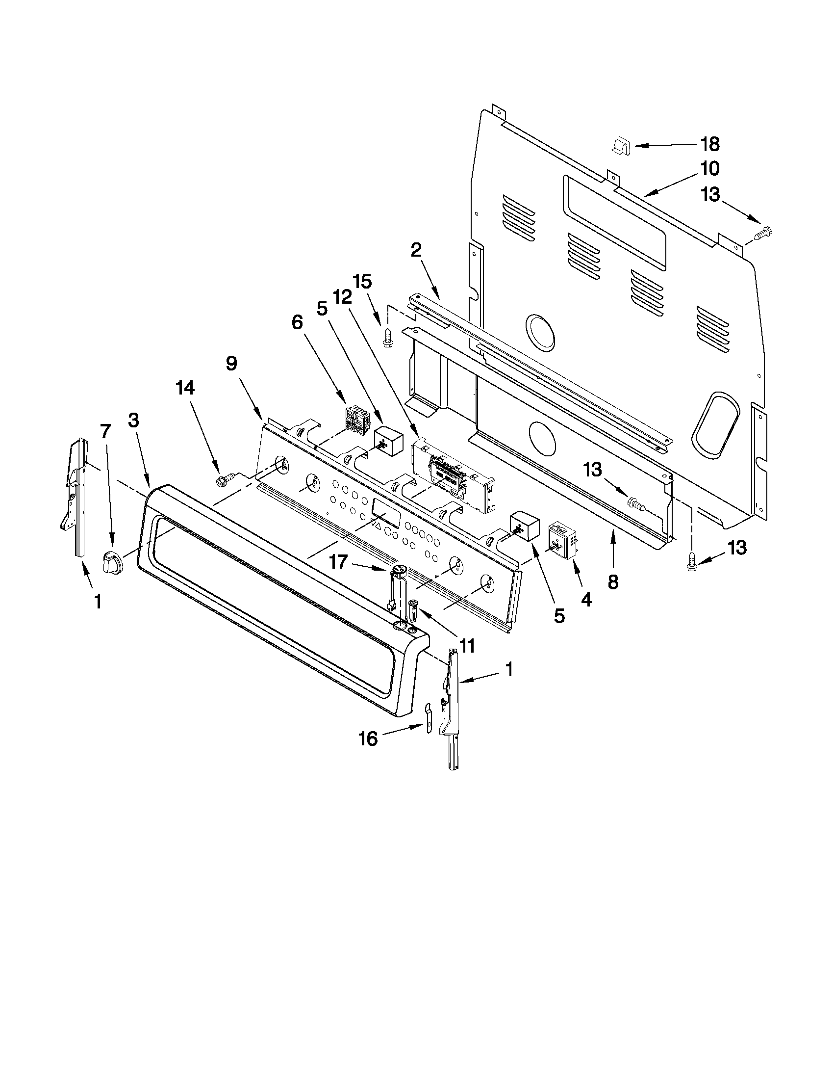 Whirlpool YGFE471LVQ1 control panel parts diagram