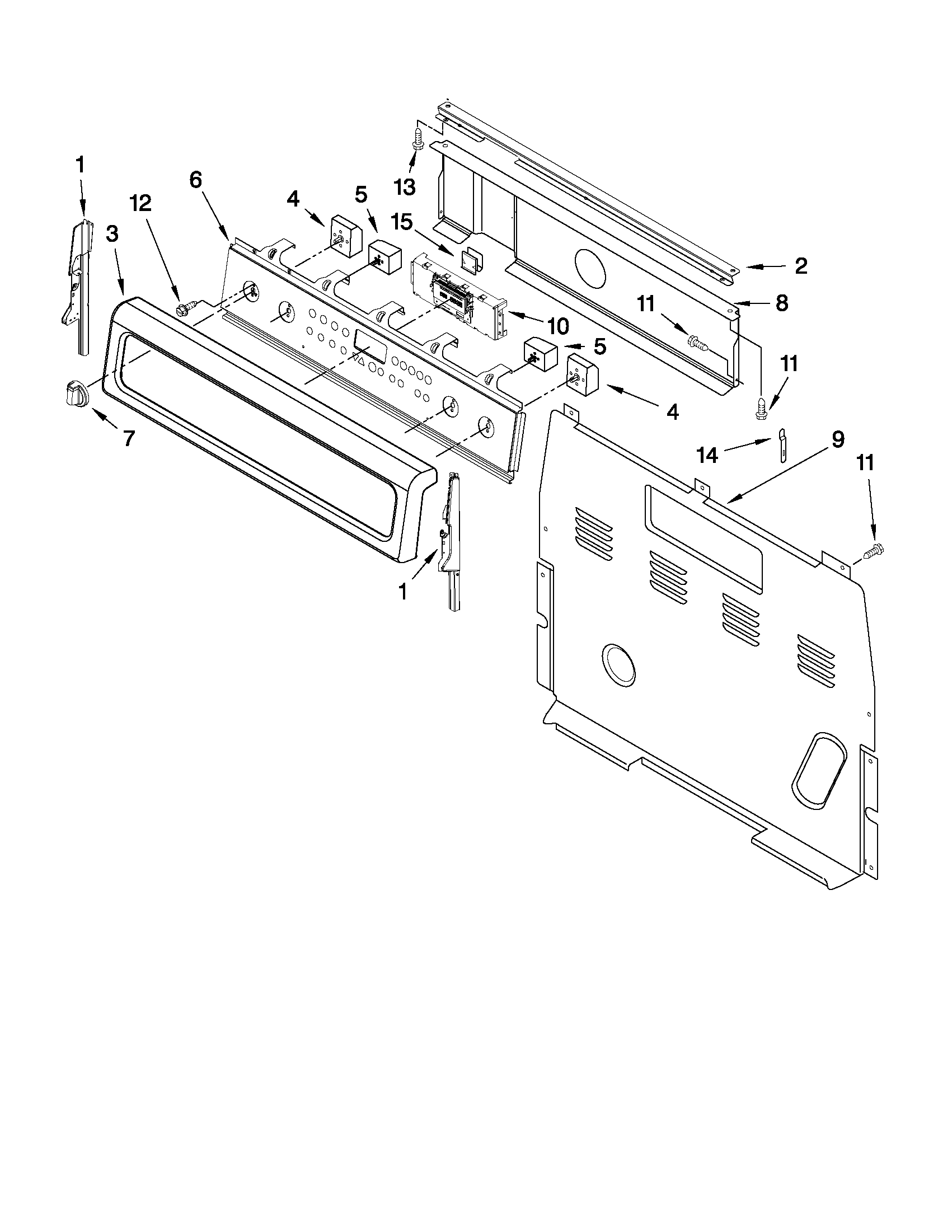 Whirlpool GFE461LVS1 control panel parts diagram