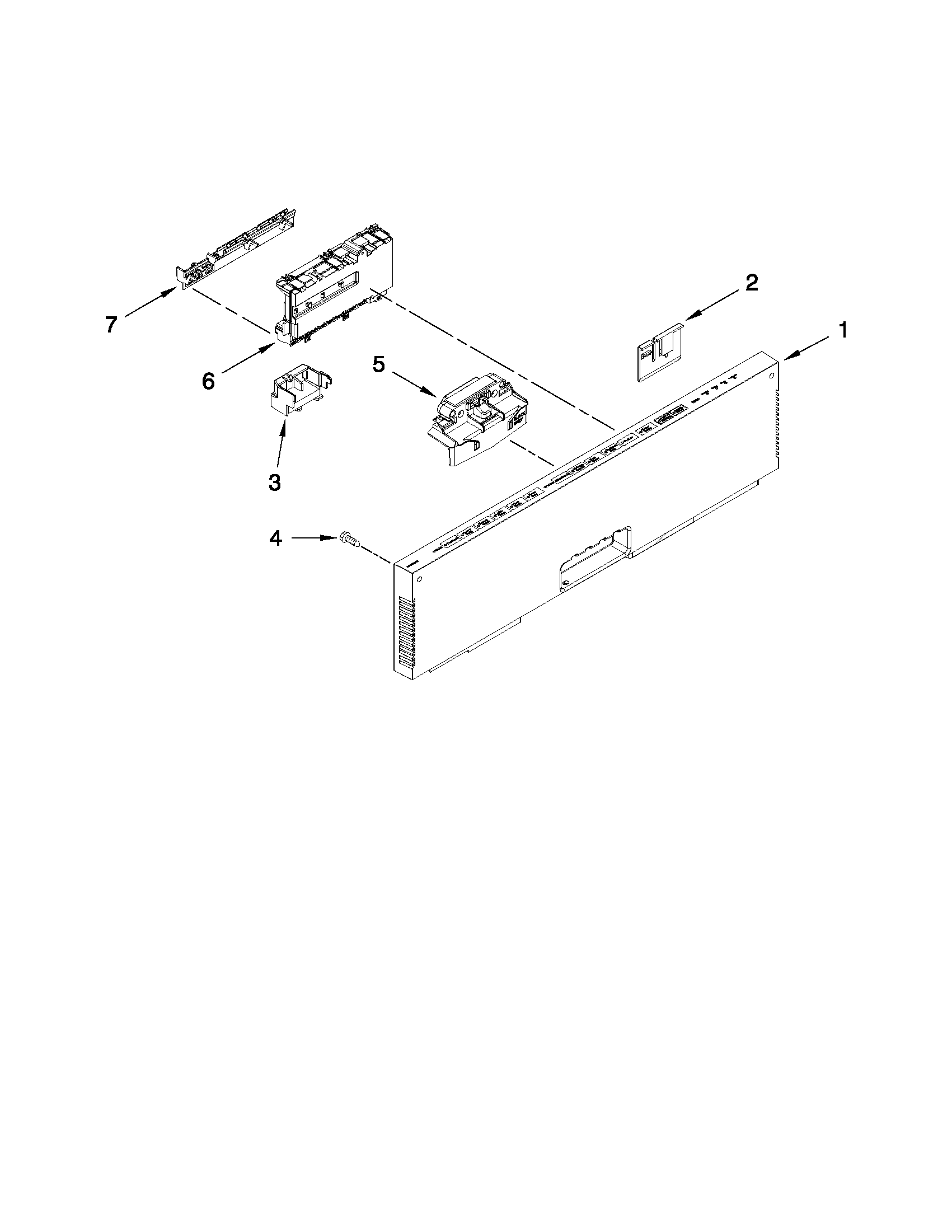 KitchenAid KUDS30FXPA4 control panel and latch parts diagram