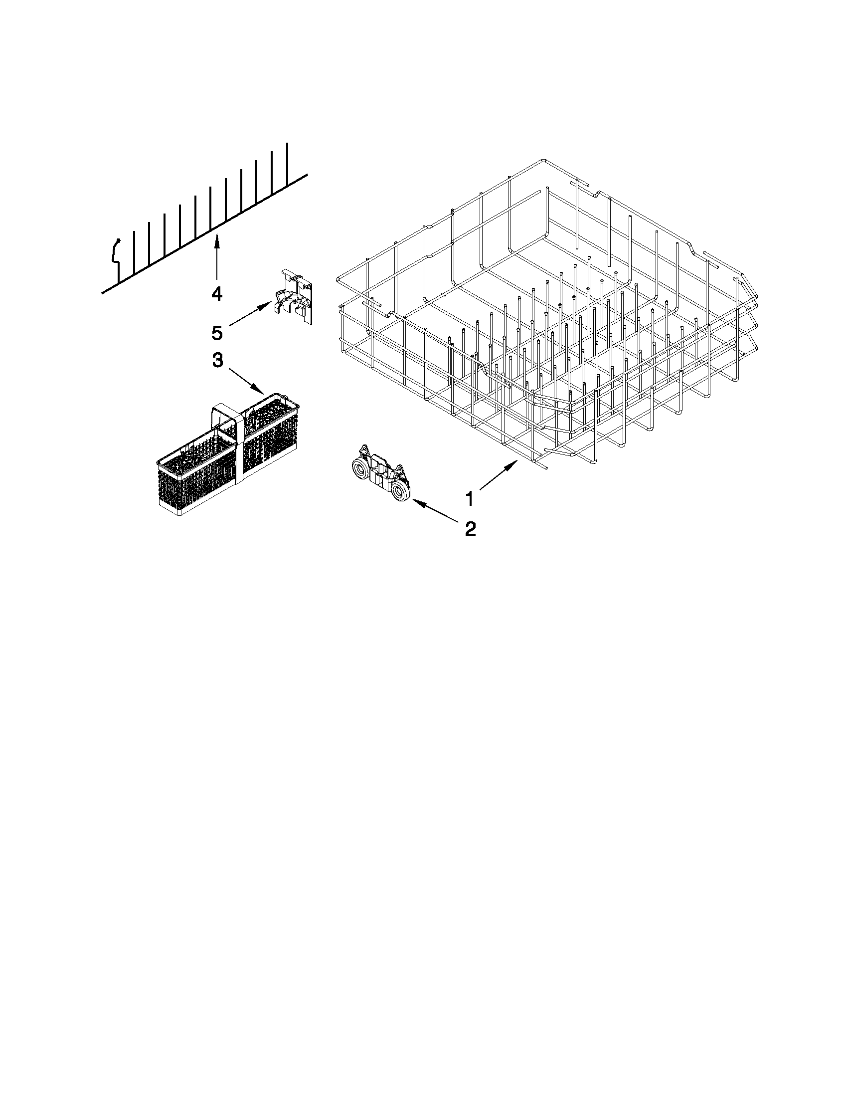 KitchenAid KUDL15FXWH4 lower rack parts diagram