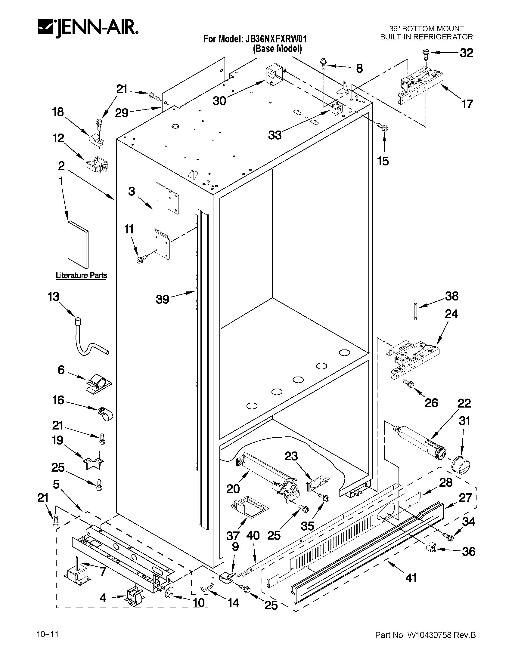 Jenn-Air JB36NXFXRW01 cabinet parts diagram