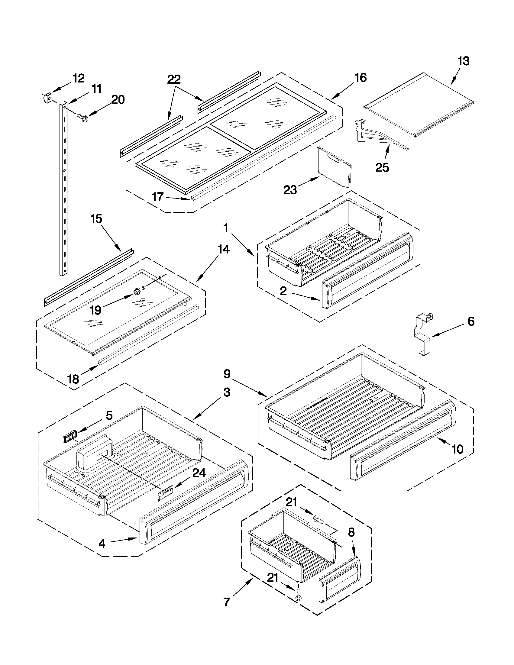 Jenn-Air JB36NXFXRW01 shelf parts diagram