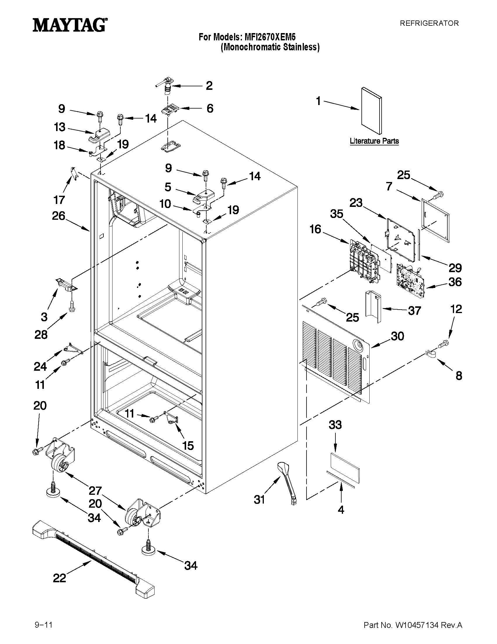 Maytag MFI2670XEM5 cabinet parts diagram