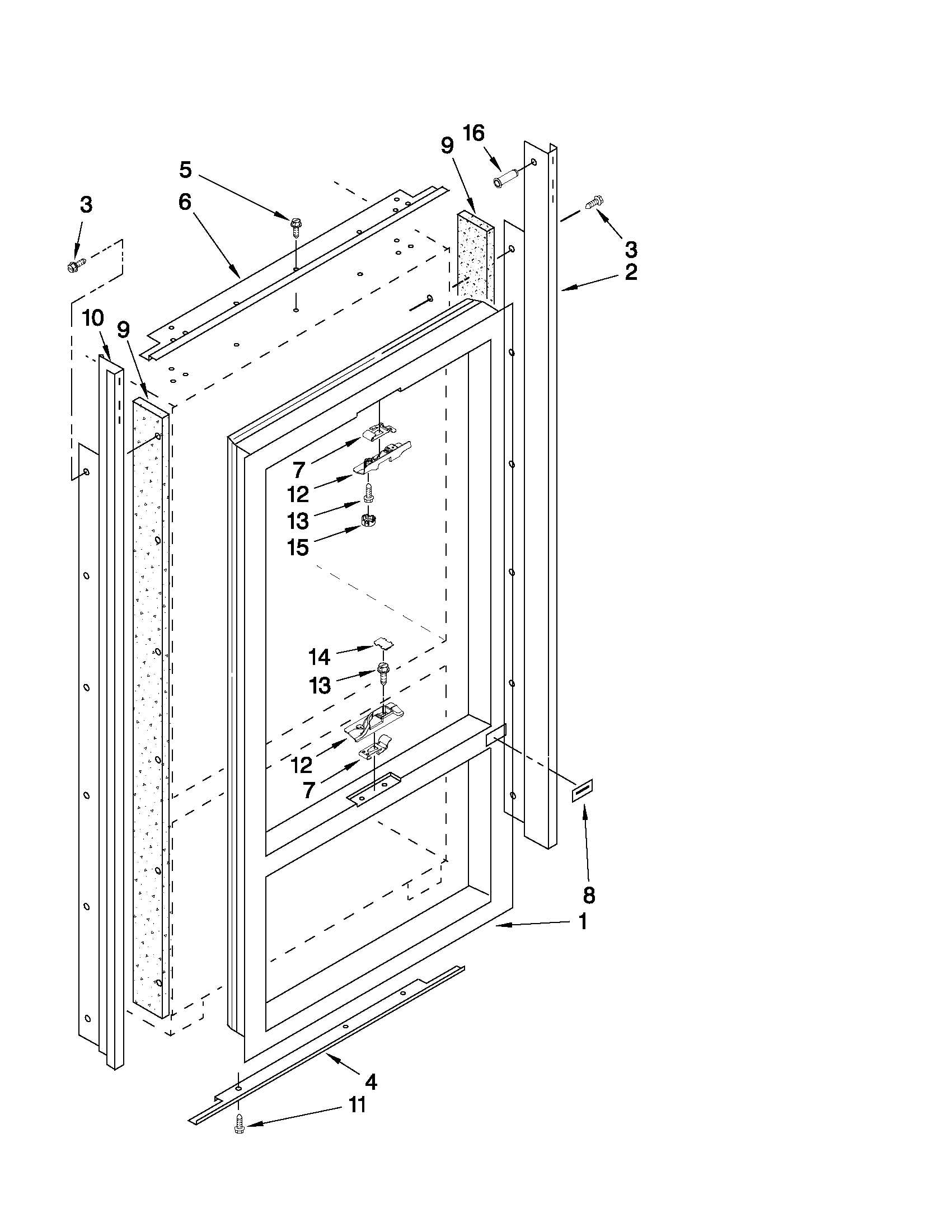 KitchenAid KBFC42FTS04 cabinet and breaker trim parts diagram